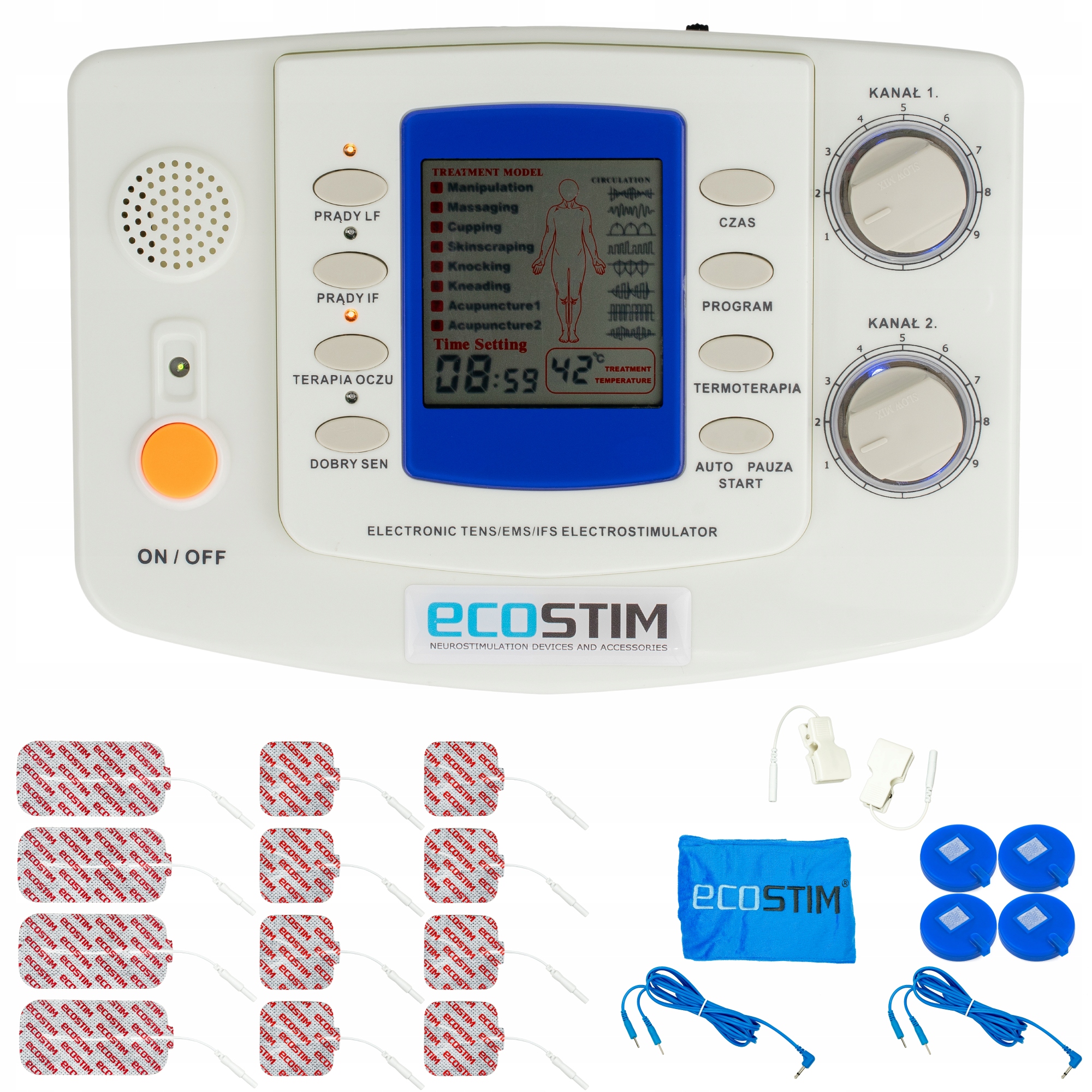 Masażer Ecostim Elektrostymulator Tens Ems Termoterapia i Akupunktura ECO90