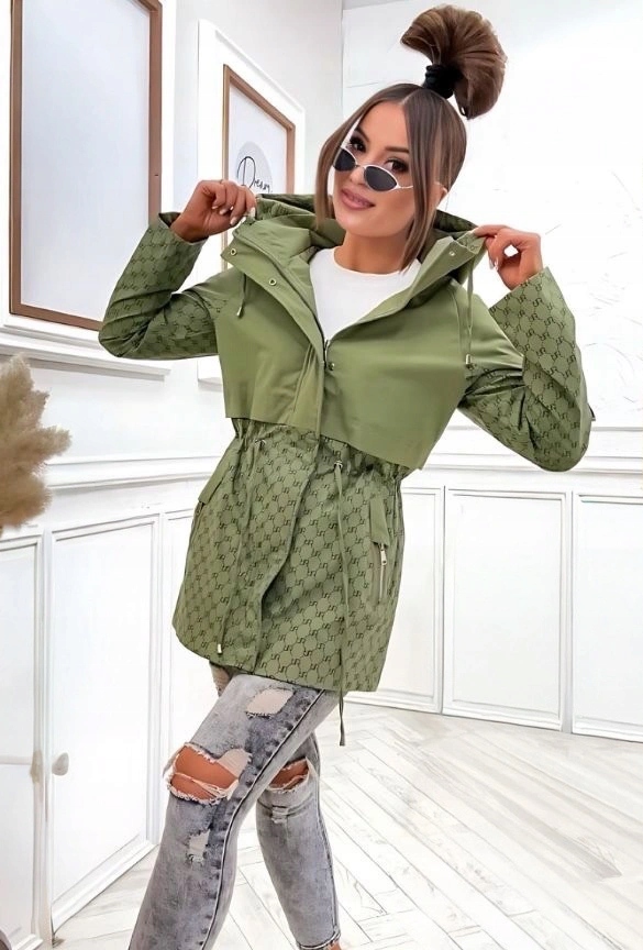Tenká Bunda Kapuce KK60414 Khaki XXL (44)