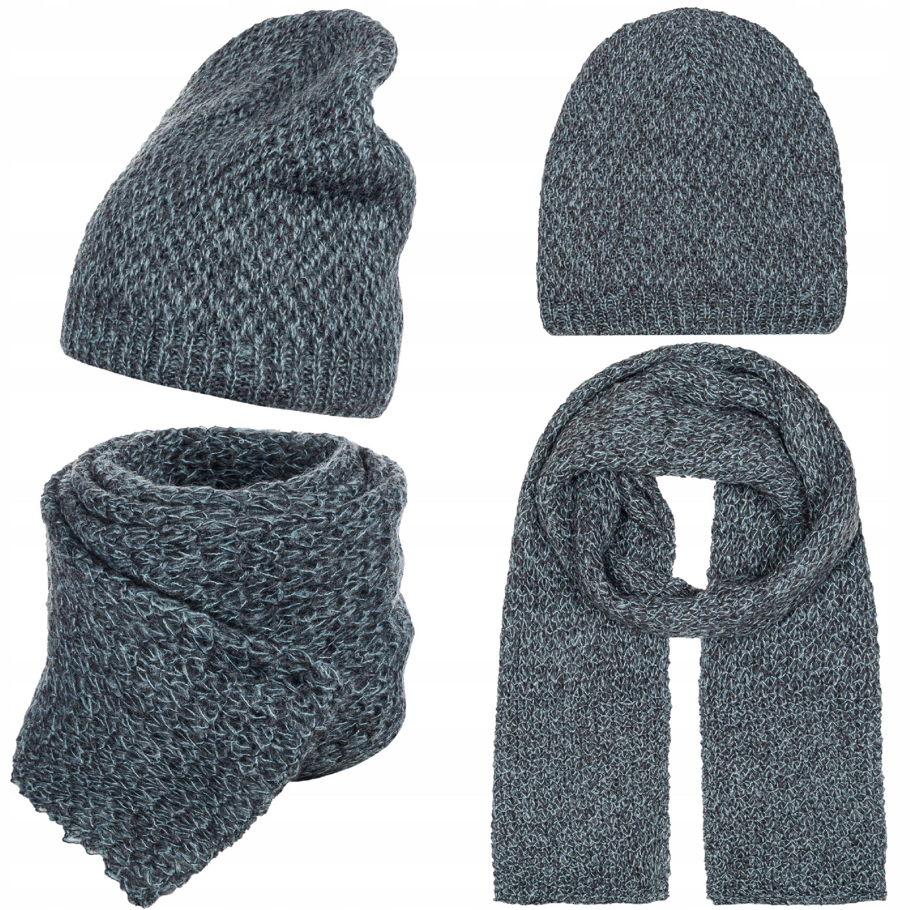 Šála Čepice Beanie Dámská Kompletní Dámská 30% Mohér Tmavě Šedá