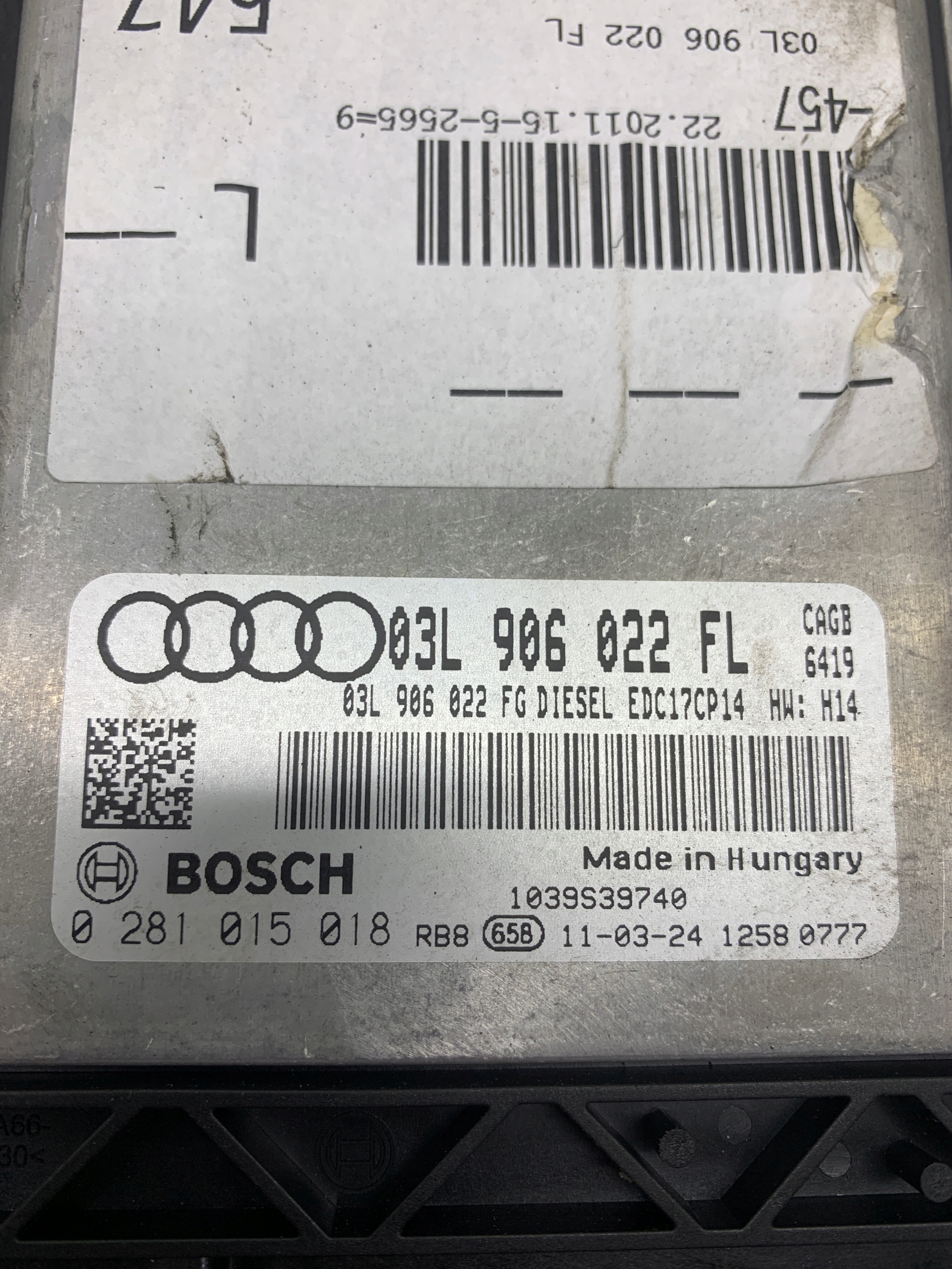 control unit computer of the engine 03L906022FL AUDI A6 C6 LIFT (2004-2011) 2.0 TDI