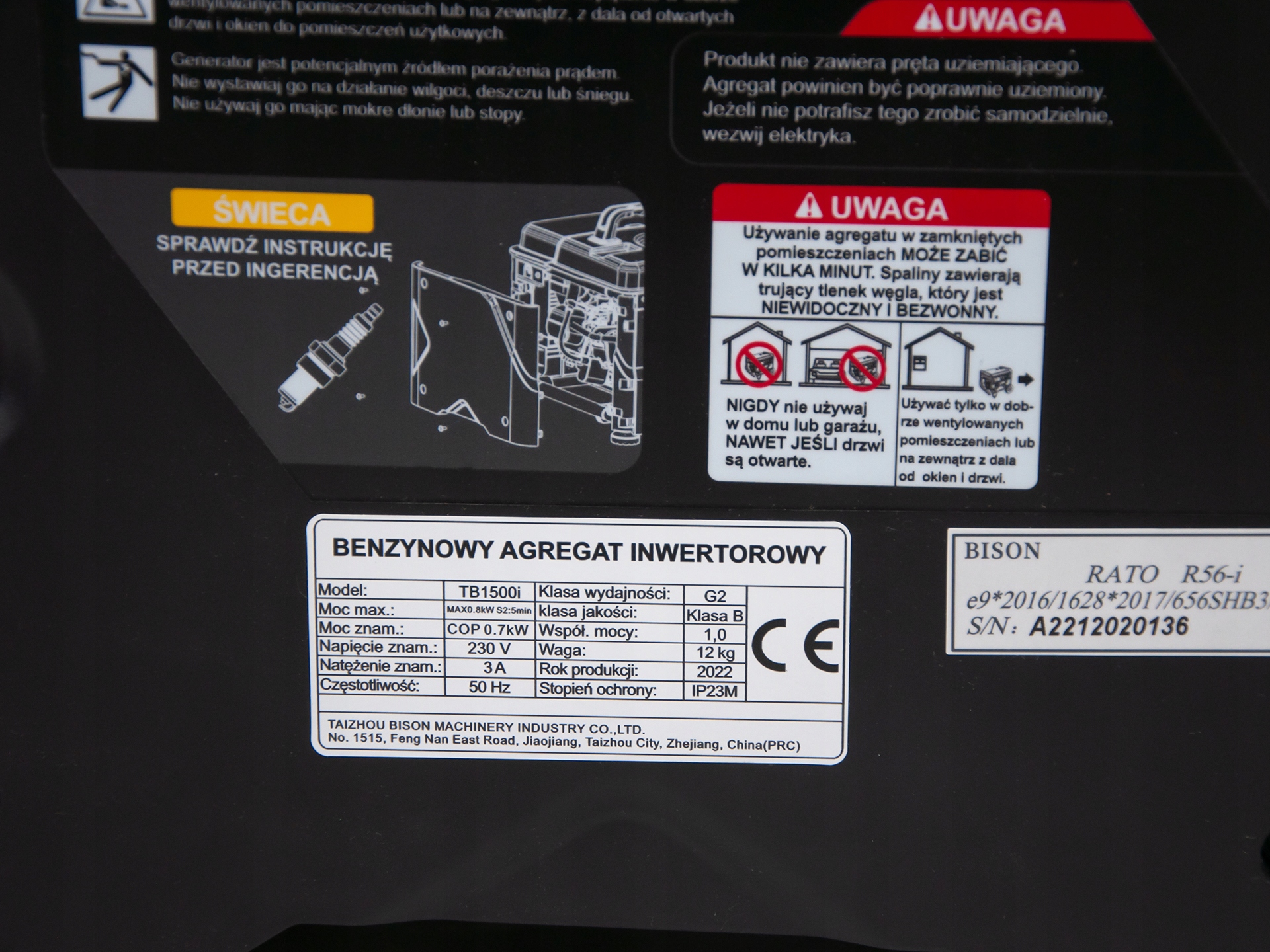 Agregat inwertorowy jednofazowy 4suw 3 lata GW 230V cichy 70dB MIEDŹ 12 kg Rozruch ręczny