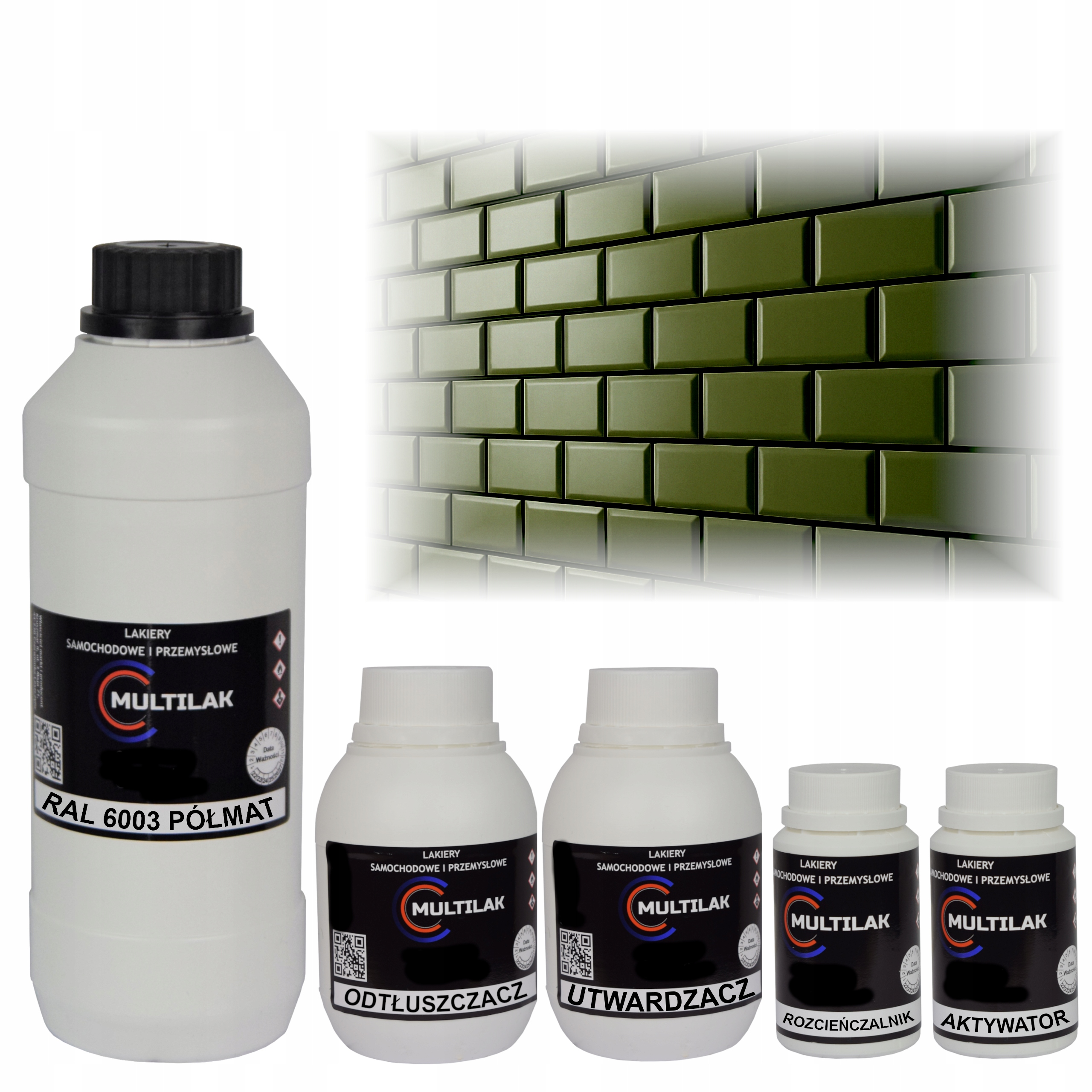 Lak farba Ral 6003 na glazúru dlaždíc a dlaždíc na valček, štetec 1L Polomat