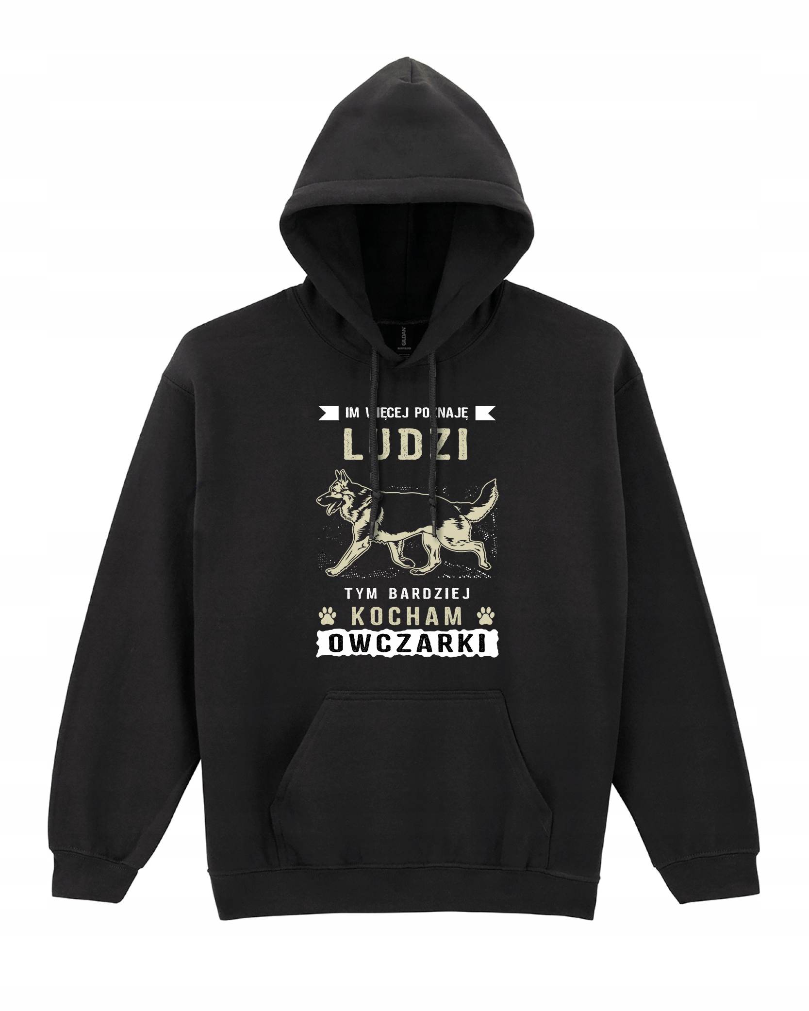 Mikina Miluji ovčáky Psi Pes se psem Legrační Zábavný Dárek Černá L