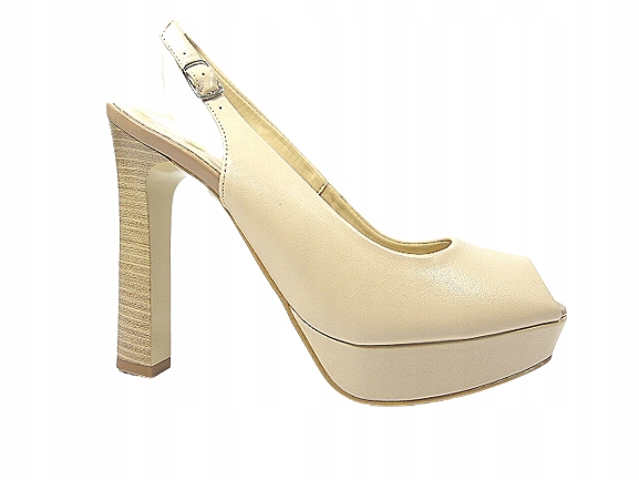 Béžové dámské lodičky na platformě bez paty Sala 37