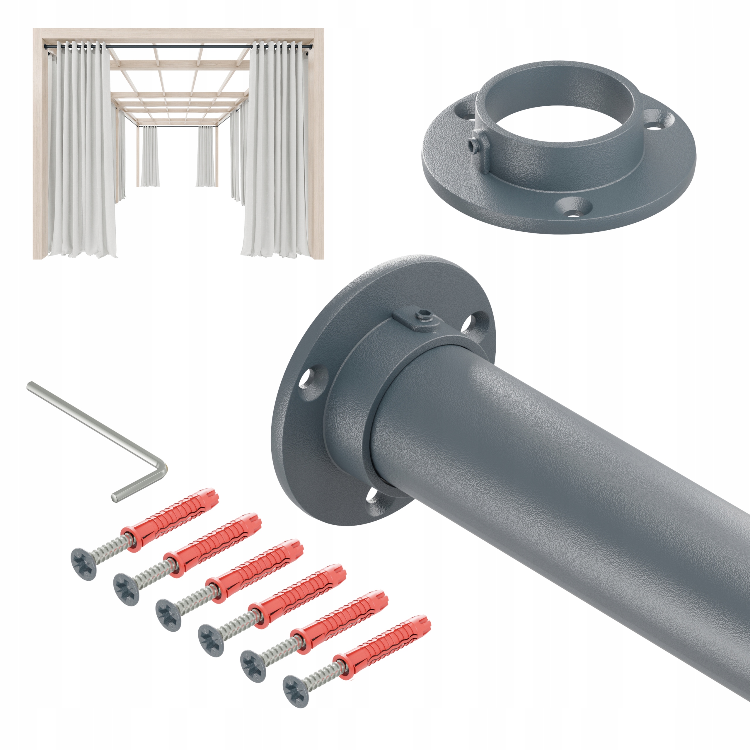 Tyč Na Zahradní Záclony Do Altánku Balkon Terasa Ø 32 mm 400 cm Antracit