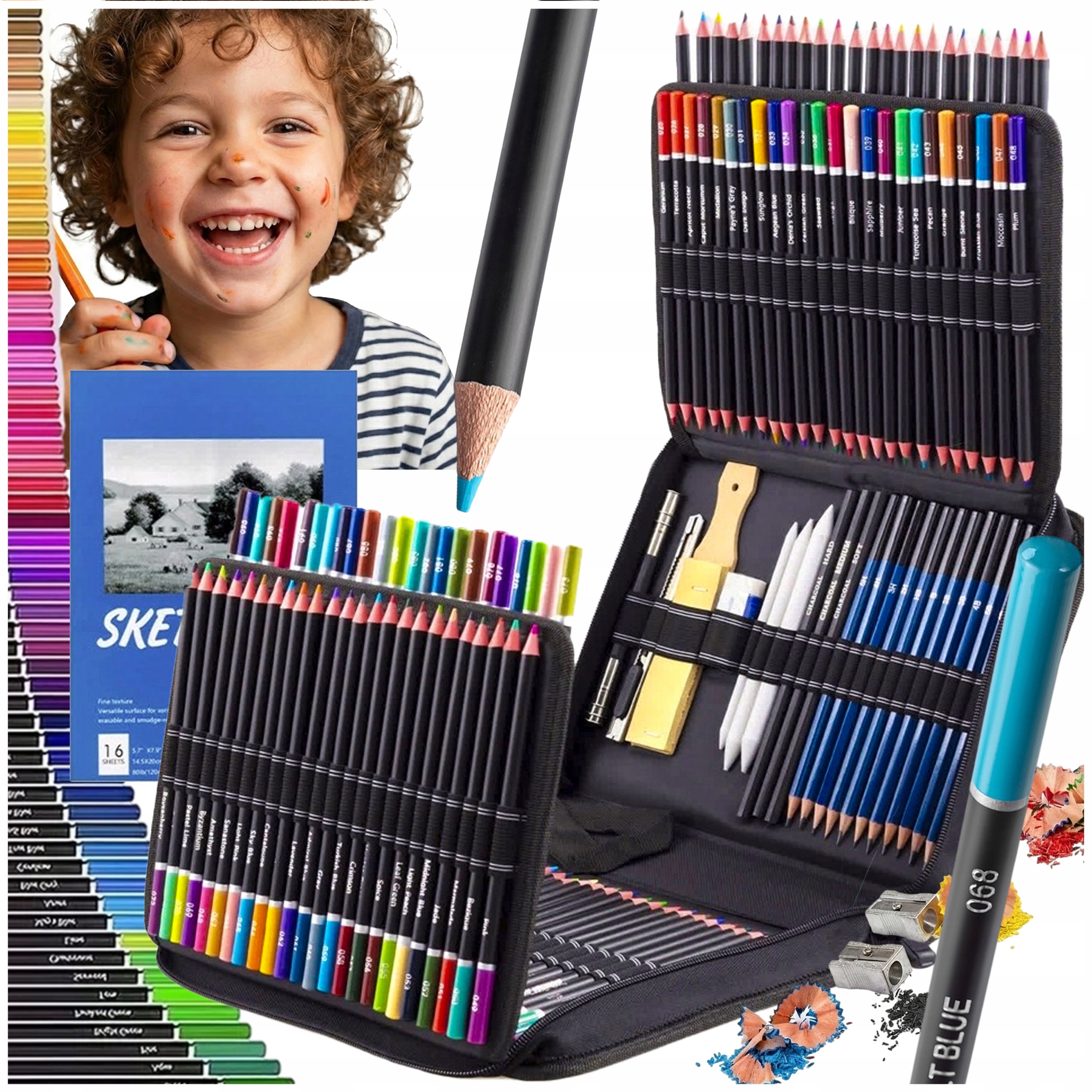 Pastelky Profesionální Sada Pastelek pro kreslení 145 barev Pouzdro