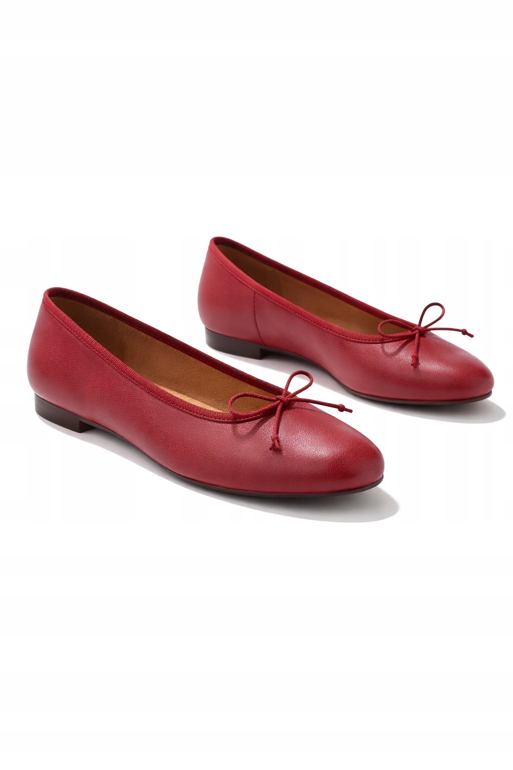 Jonak Červené Baleríny Z Přírodní Kůže S Mašličkou, Velikost 38 I1C
