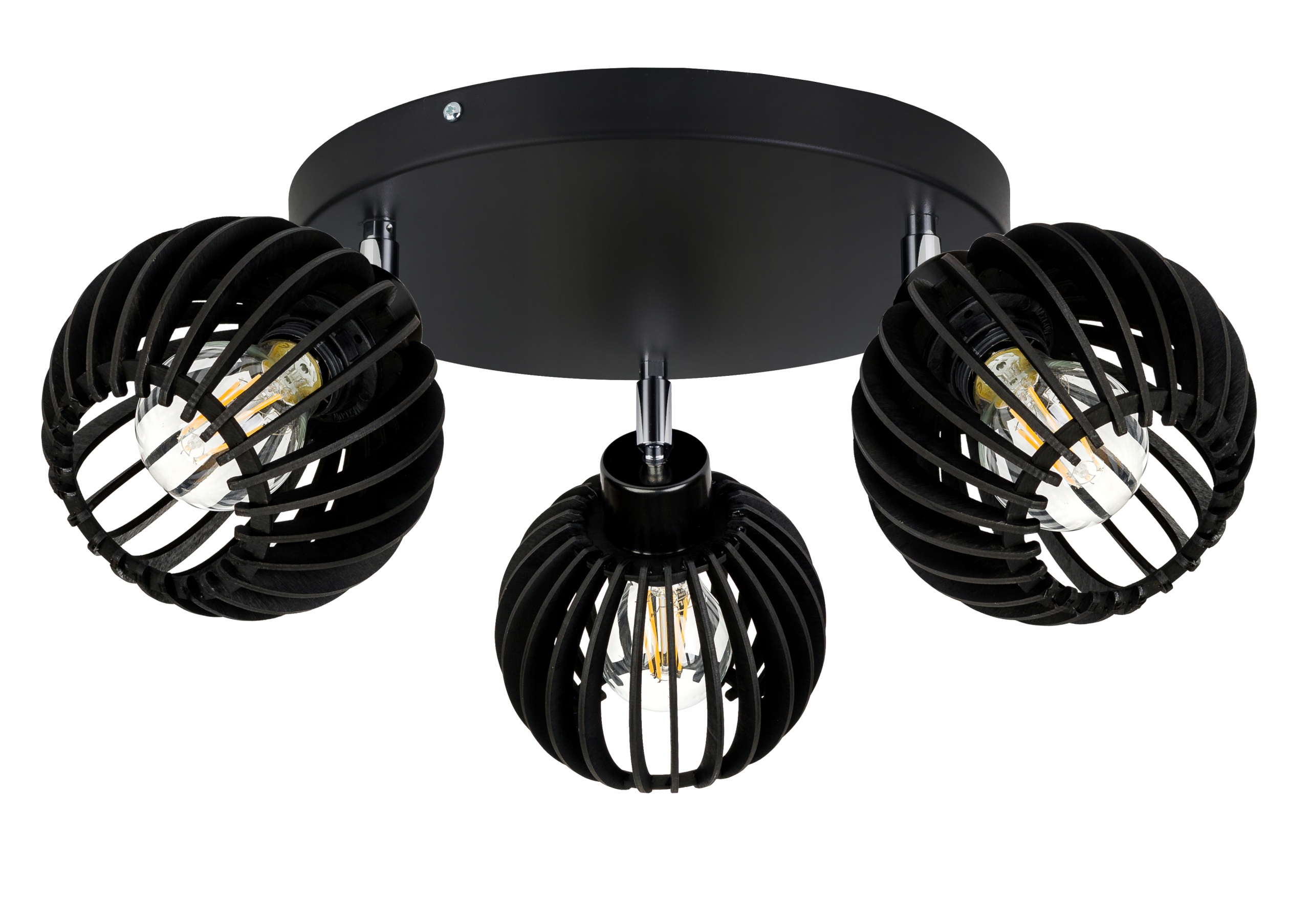 Černá lampa stropní svítidlo stropní lustr pohyblivý loft Dřevo kulička 3 černá