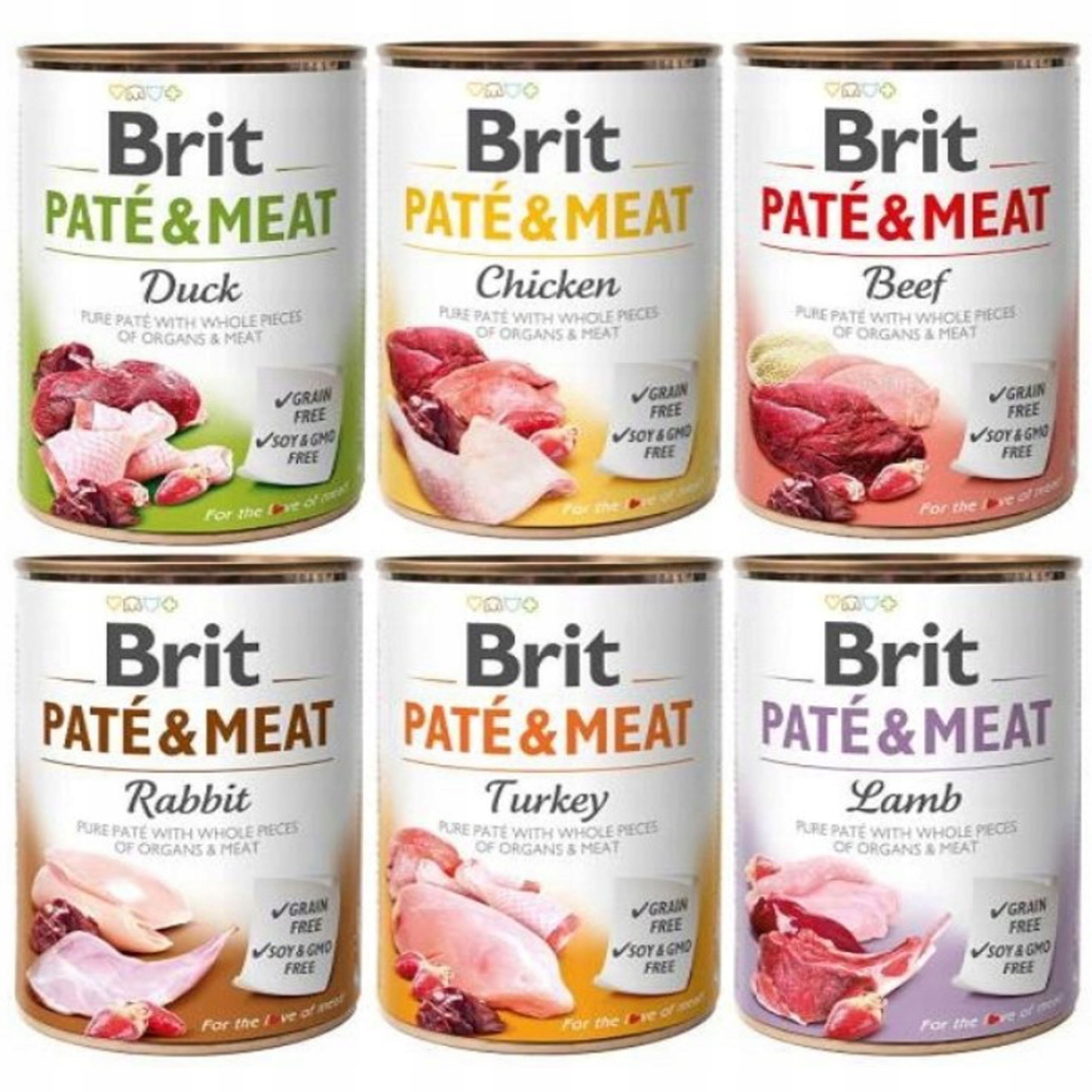 Brit Pate&Meat MIX Chutí Vlhké Krmivo Pro Psa 6x800 g bez obilovin