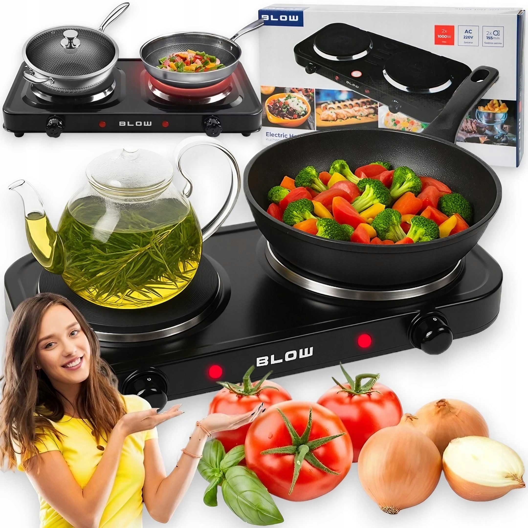Kuchenka Elektryczna Blow 2500W Dwupalnikowa Płyta Na Prąd Przenośna Mocna
