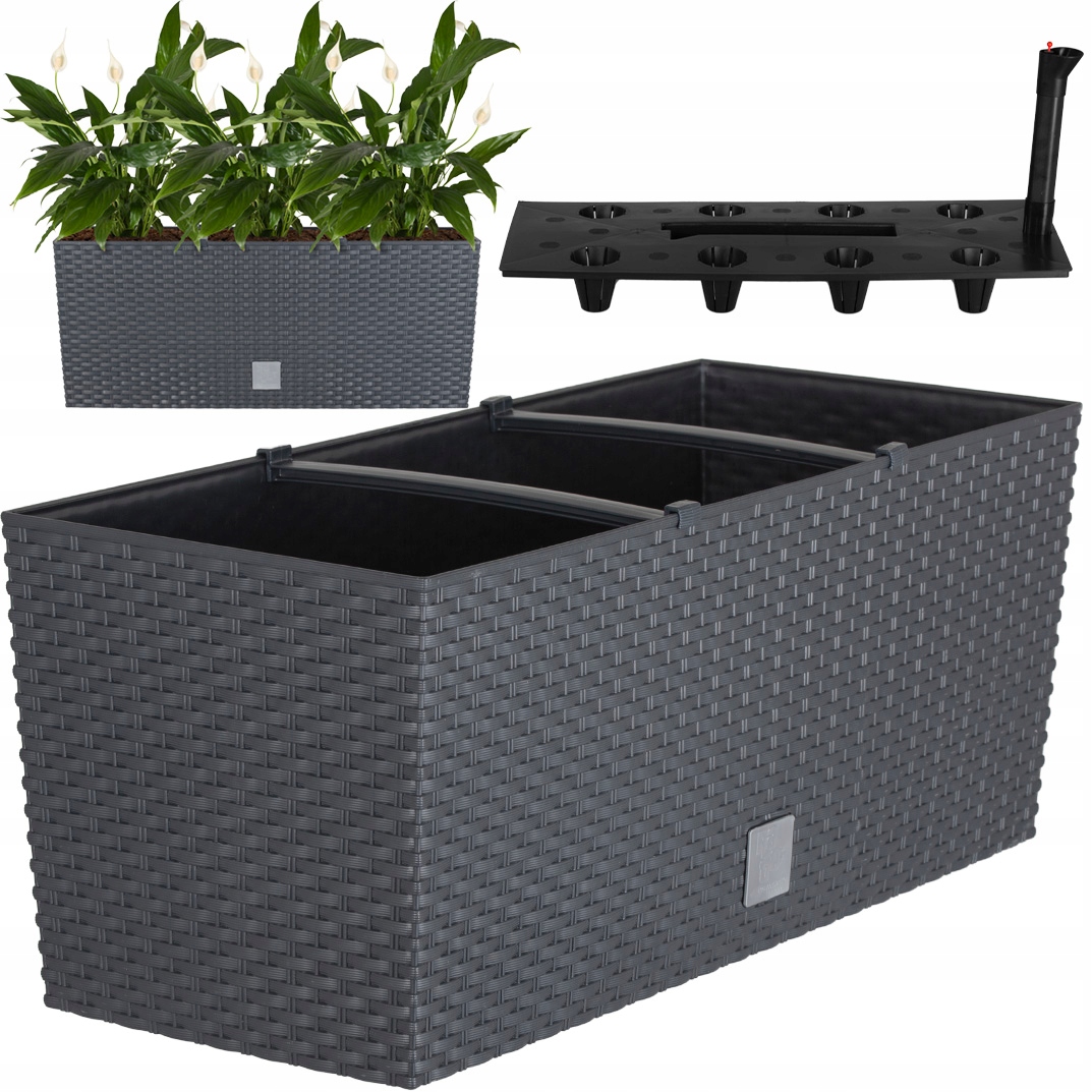 

Doniczka Kwietnik Donica Rattan Antracyt Na Taras