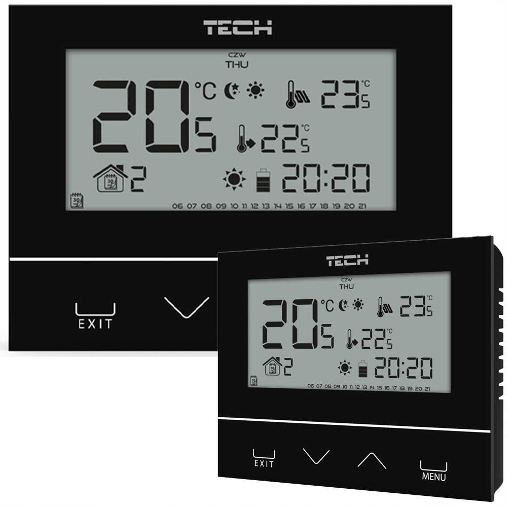 Týdenní Ovladač Regulátoru Teploty Sklo Tech ST-292 V3 Černý