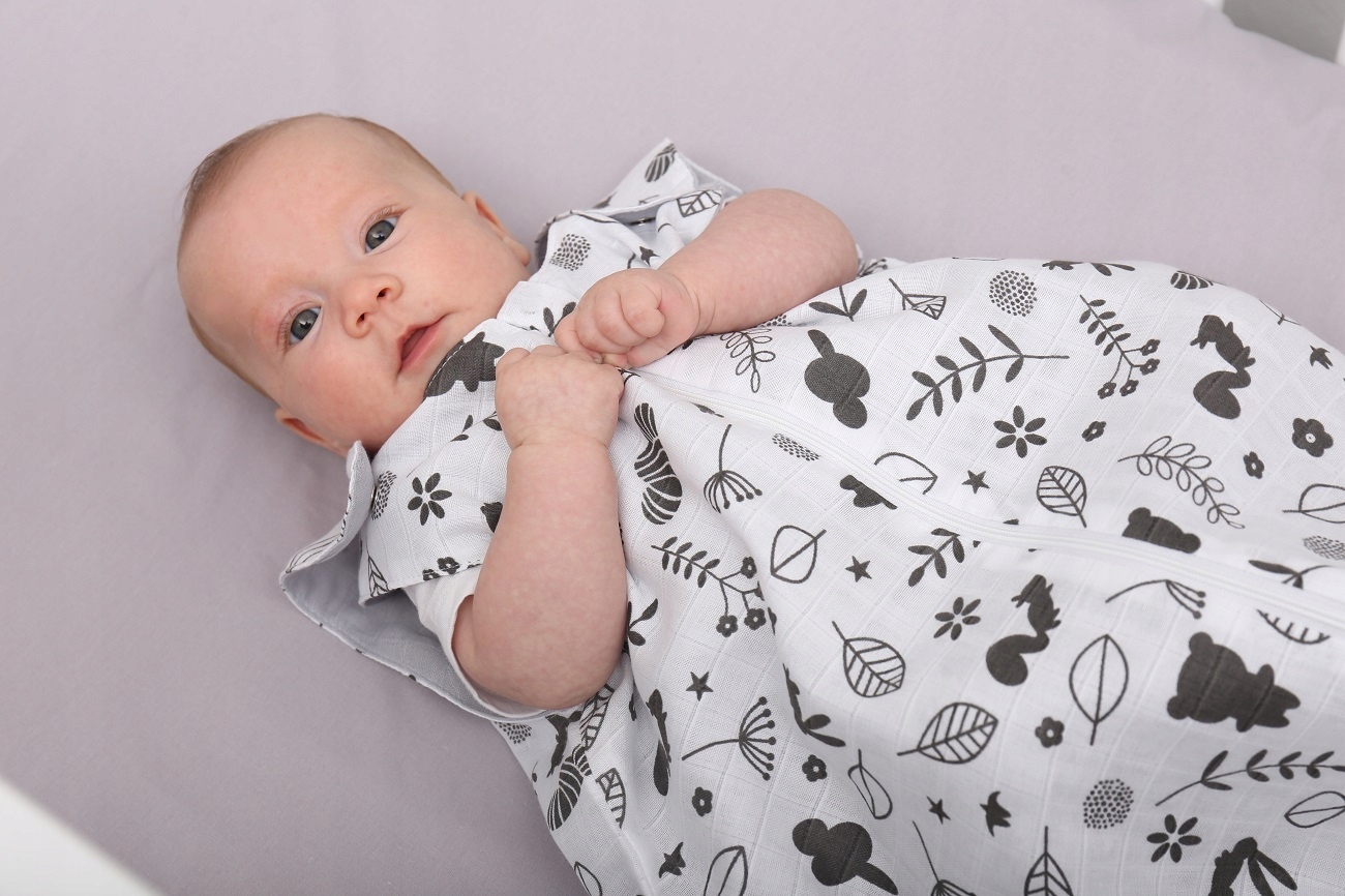 ŚPIWOREK MUŚLINOWY DO SPANIA NIEMOWLĘCY BAWEŁNA 100% BABYMAM Długość 75 cm
