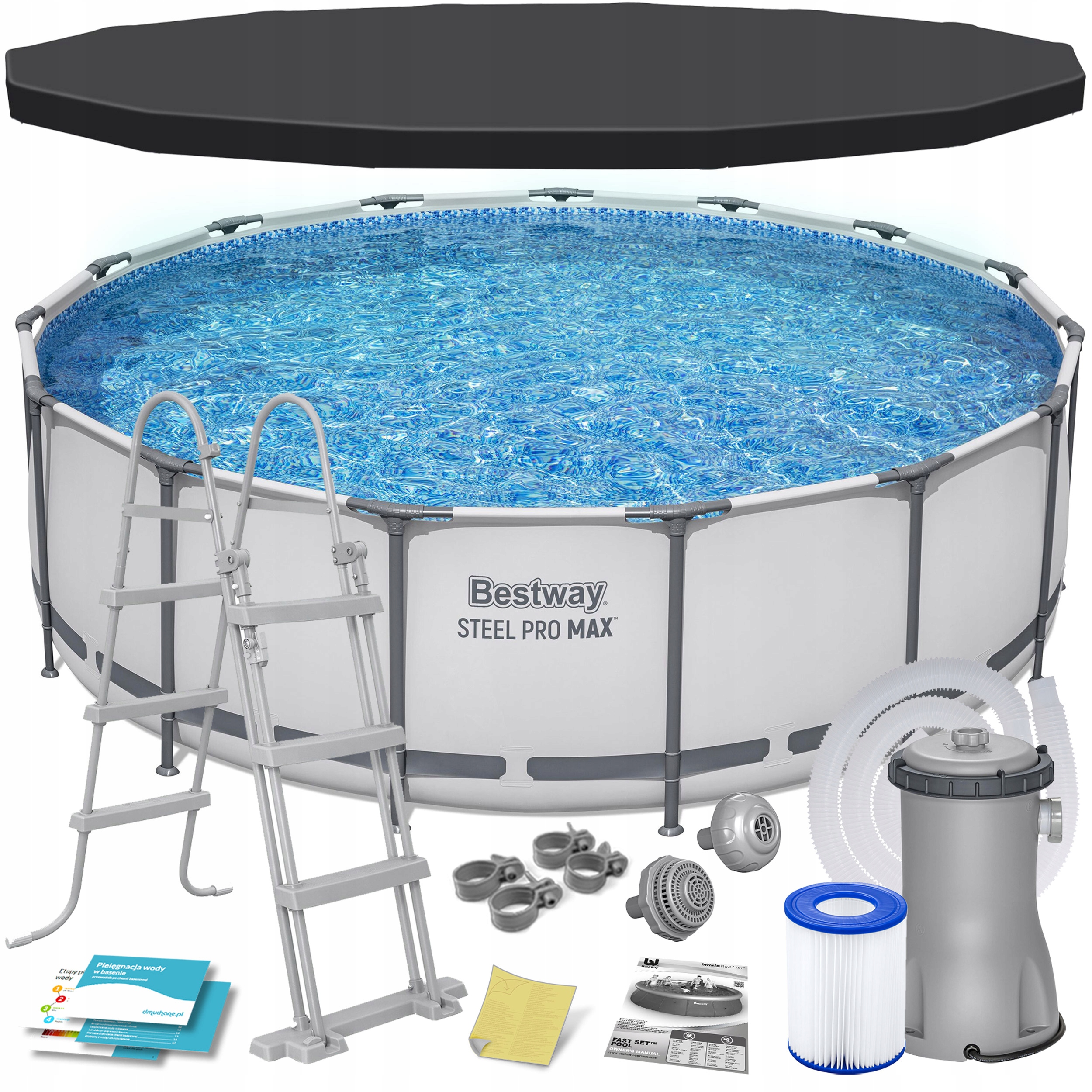 BASEN STELAŻOWY OGRODOWY OKRĄGŁY RODZINNY 457x122cm BESTWAY 11w1