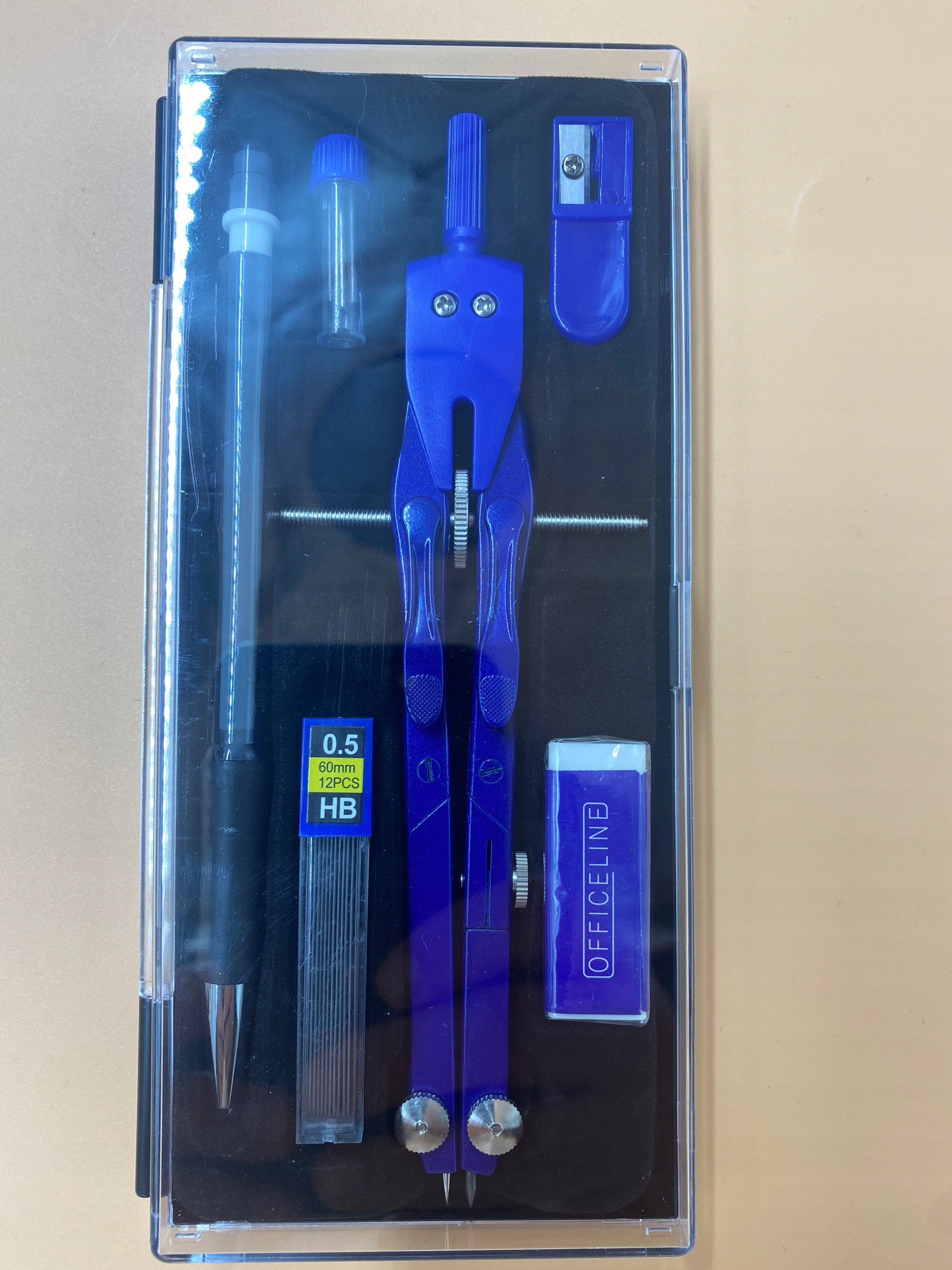 CYRKIEL Z funkcją precyzyjnej regulacji OŁÓWEK, TEMPERÓWKA, GUMKA niebieski EAN (GTIN) 0196915030116