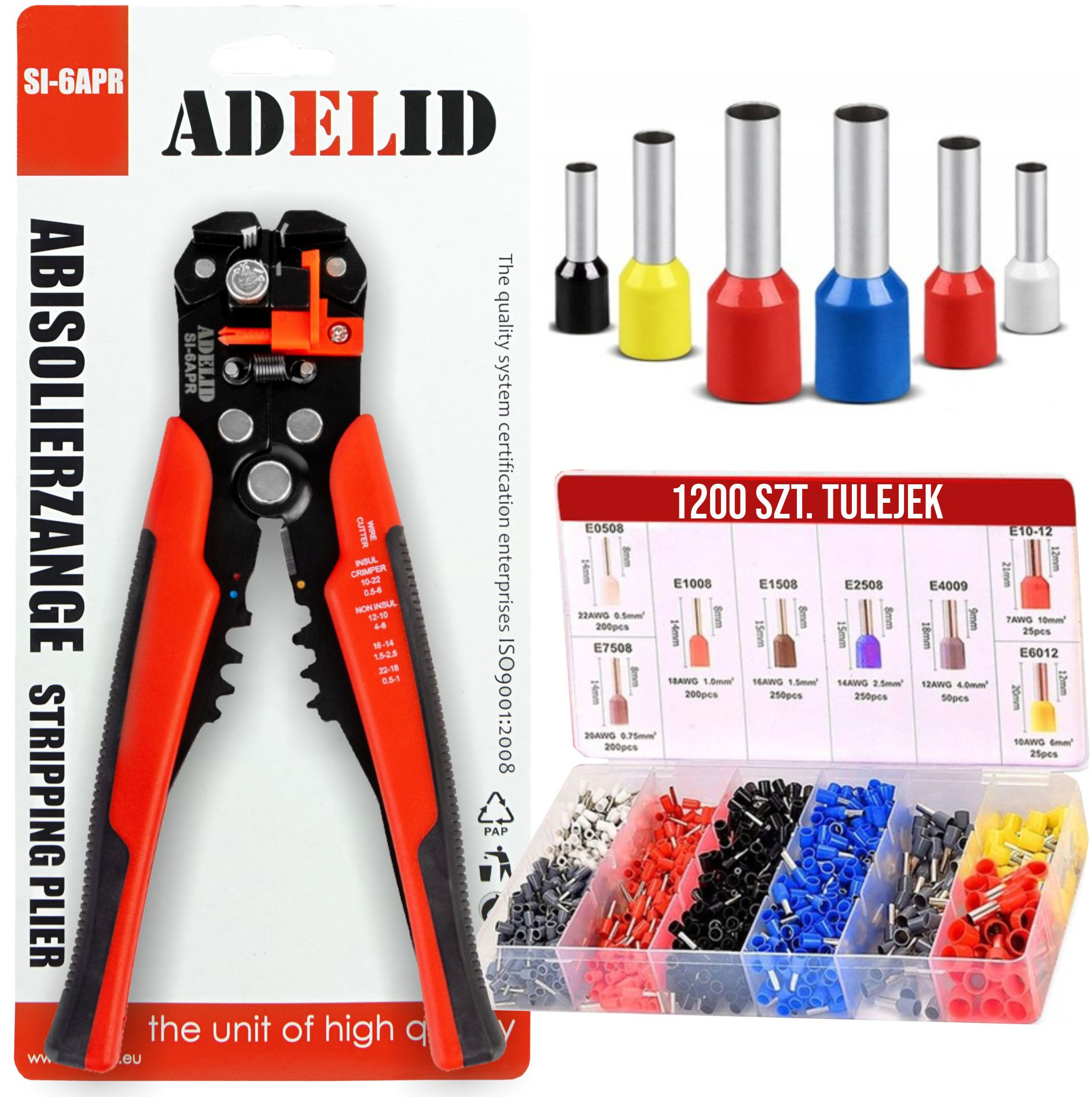 Zaciskarka Adelid 3w1 do ściągania izolacji i zaciskania PRZEWODÓW 0,02 mm² Informacje o bezpieczeństwie CE