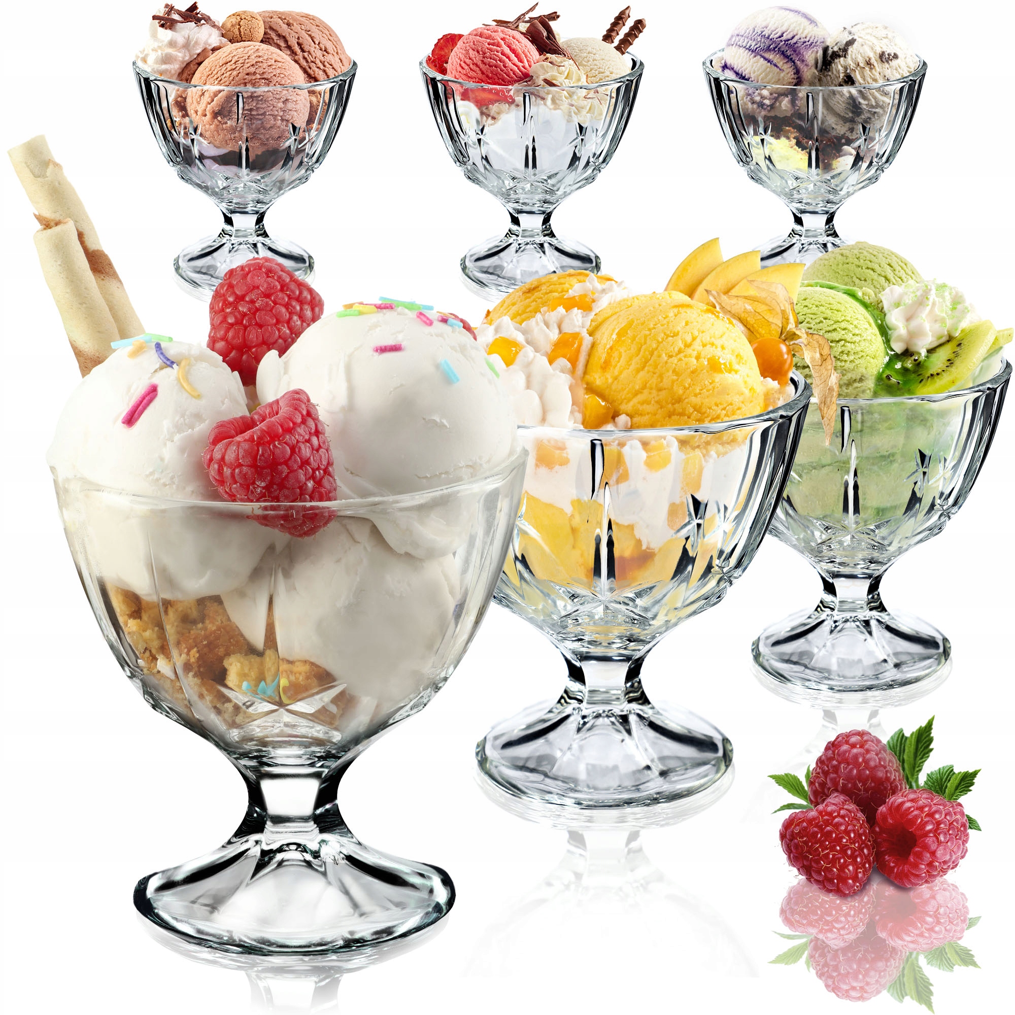 

Pucharki Na Lody Desery Czarki Szklane 6szt 300ML