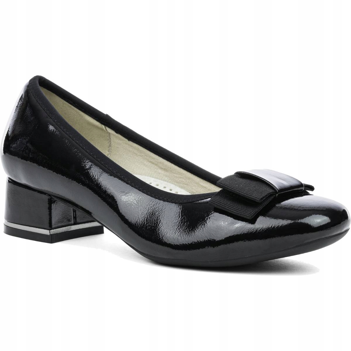 Lodičky na podpatku v. Kůže polobotky lehké, stabilní, pěkné Černé Wojtyłko 40