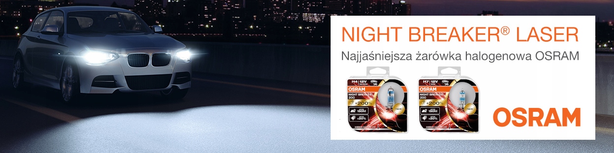OSRAM H7 Night Breaker Laser +200% +150m - 2szt. Rodzaj Ksenonowe