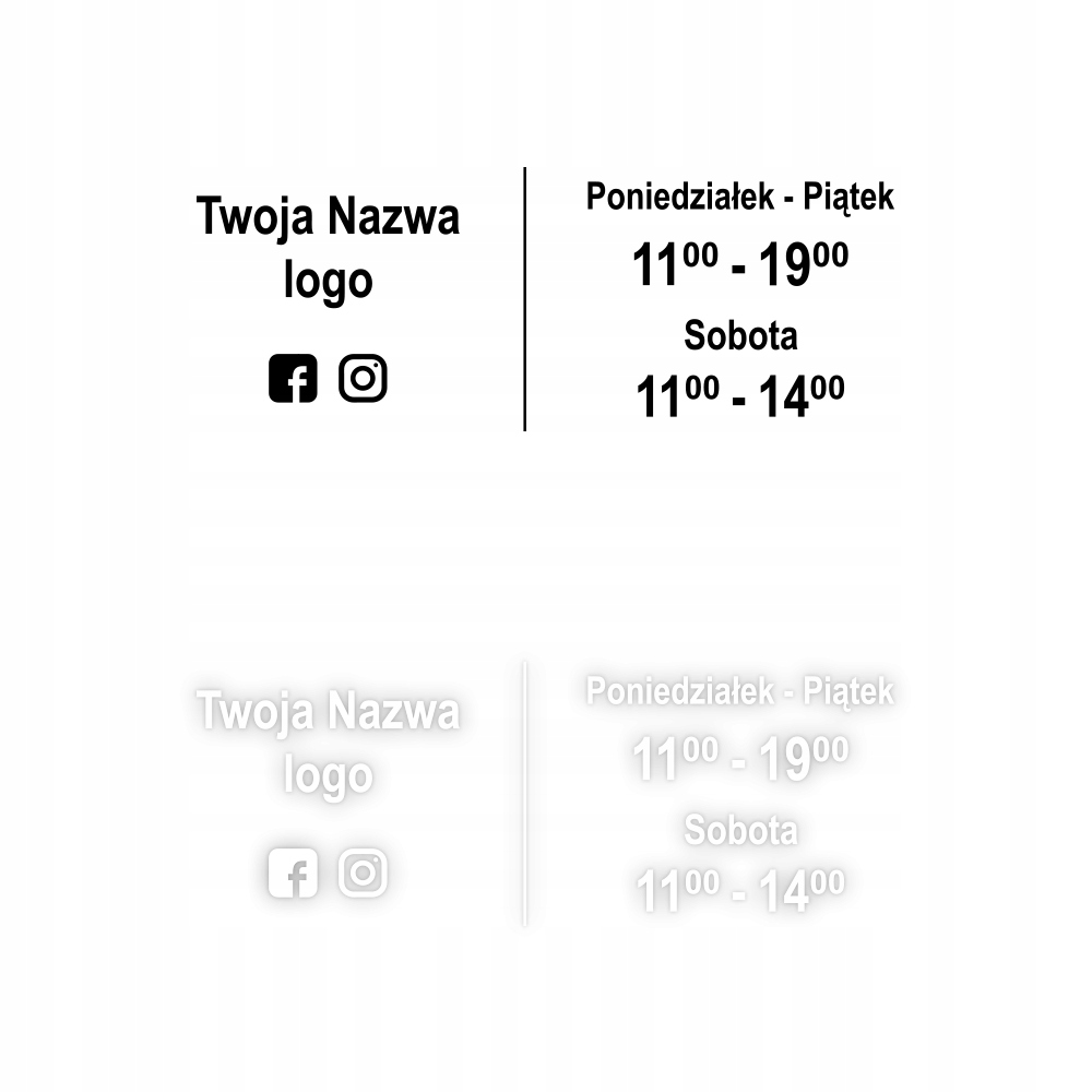 NAKLEJKA NA DRZWI, Godziny Otwarcia + Twoja Nazwa, Logo - KOLOR