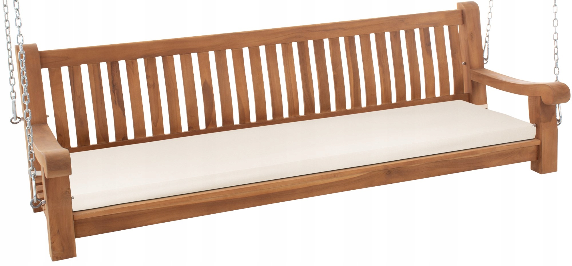 Ławka bujana Joyce z poduszką siedziska 200 cm teak, kremowa