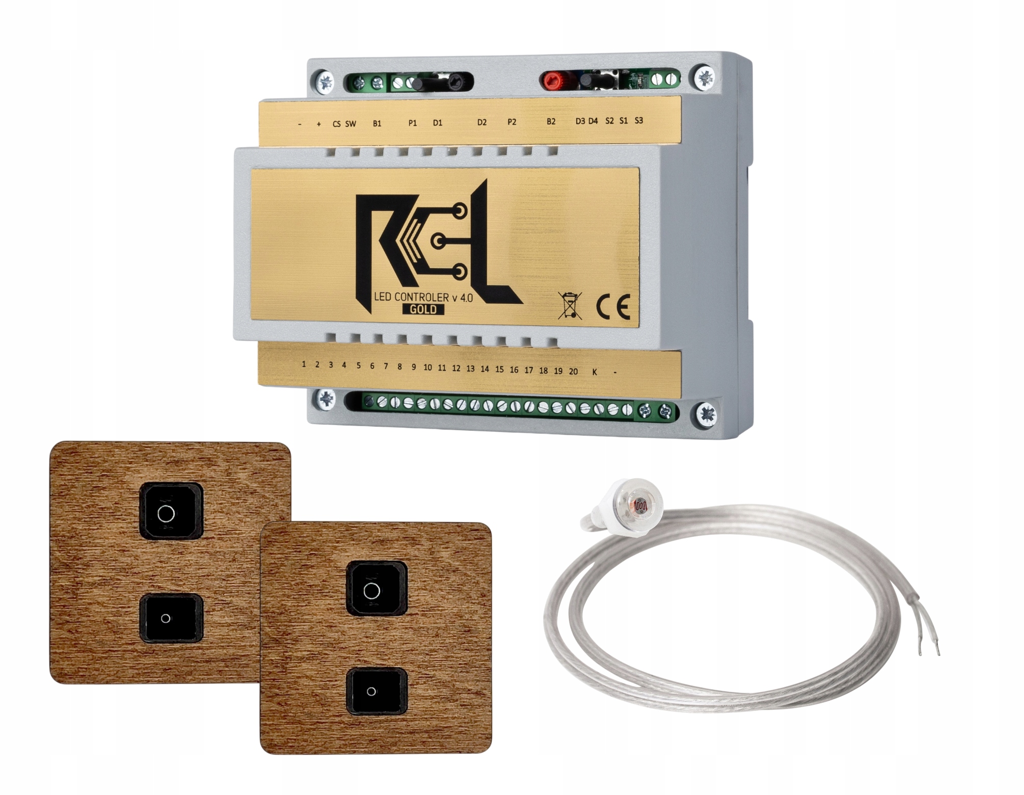 Schodišťový ovladač Rcl-led Gold, senzor vzdálenosti GP_1_WOOD_DARK_SMALL