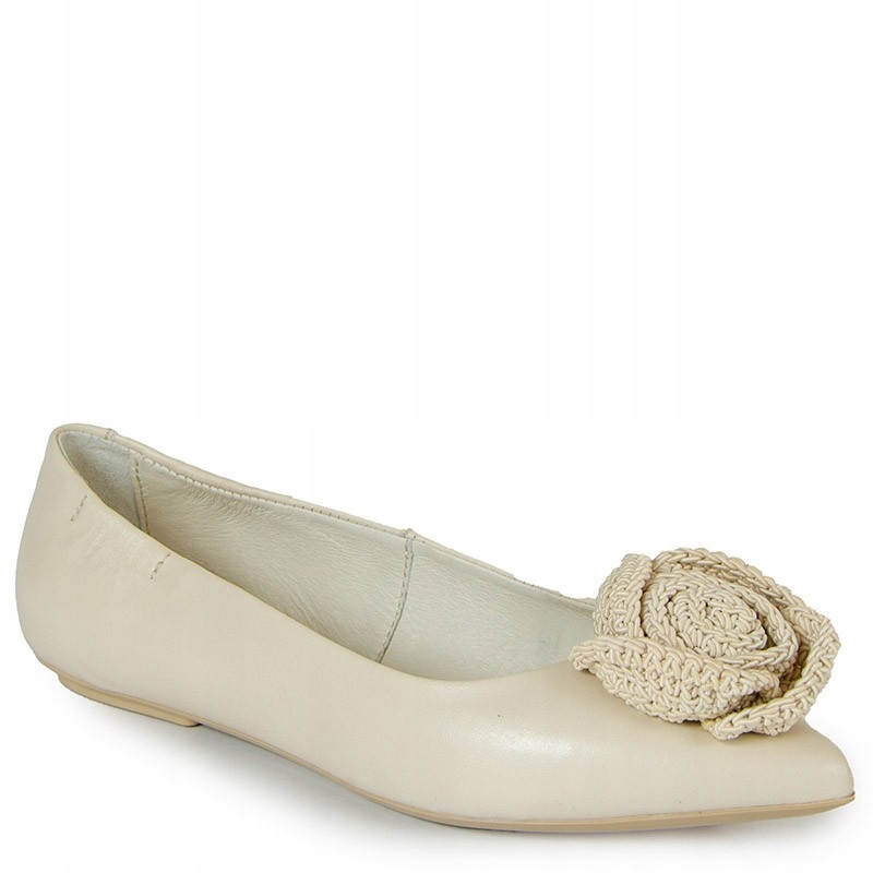 Chebello 4669 Béžové Kožené Baleríny S Ozdobou 37