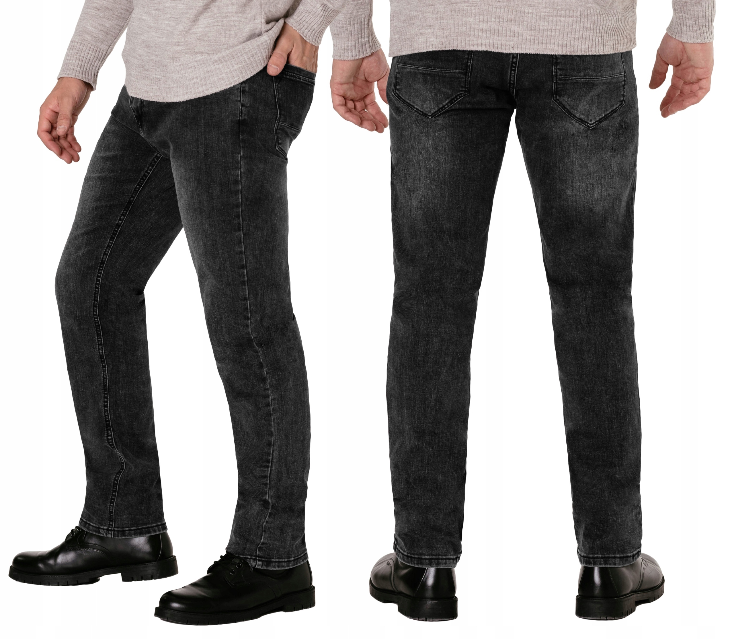 Spodnie Jeansowe Męskie Jeansy Texsasy Dżinsy Proste Grafitowe 65422 35/30