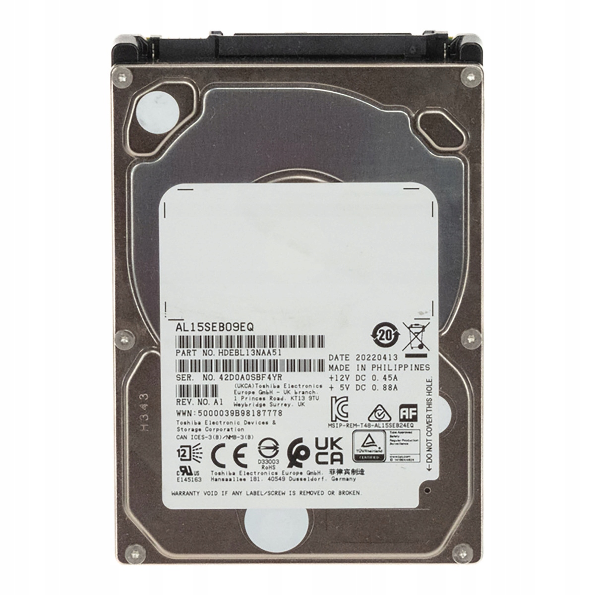 Toshiba 900GB 10500RPM 128MB SAS-3 2,5'' AL15SEB09EQ