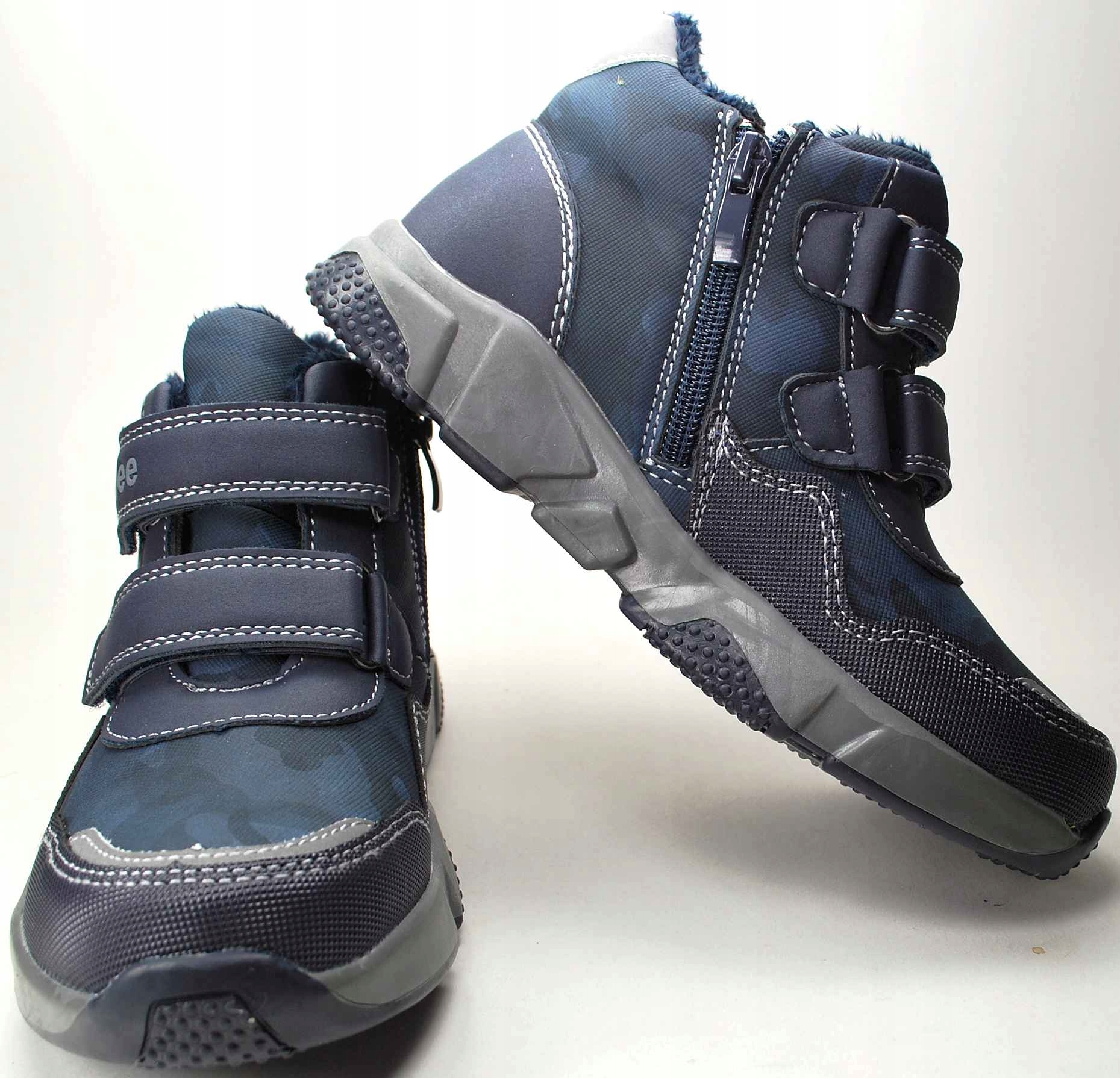 TRZEWIKI chłopięce rzepy suwak jesień zima r 33 Kolor niebieski