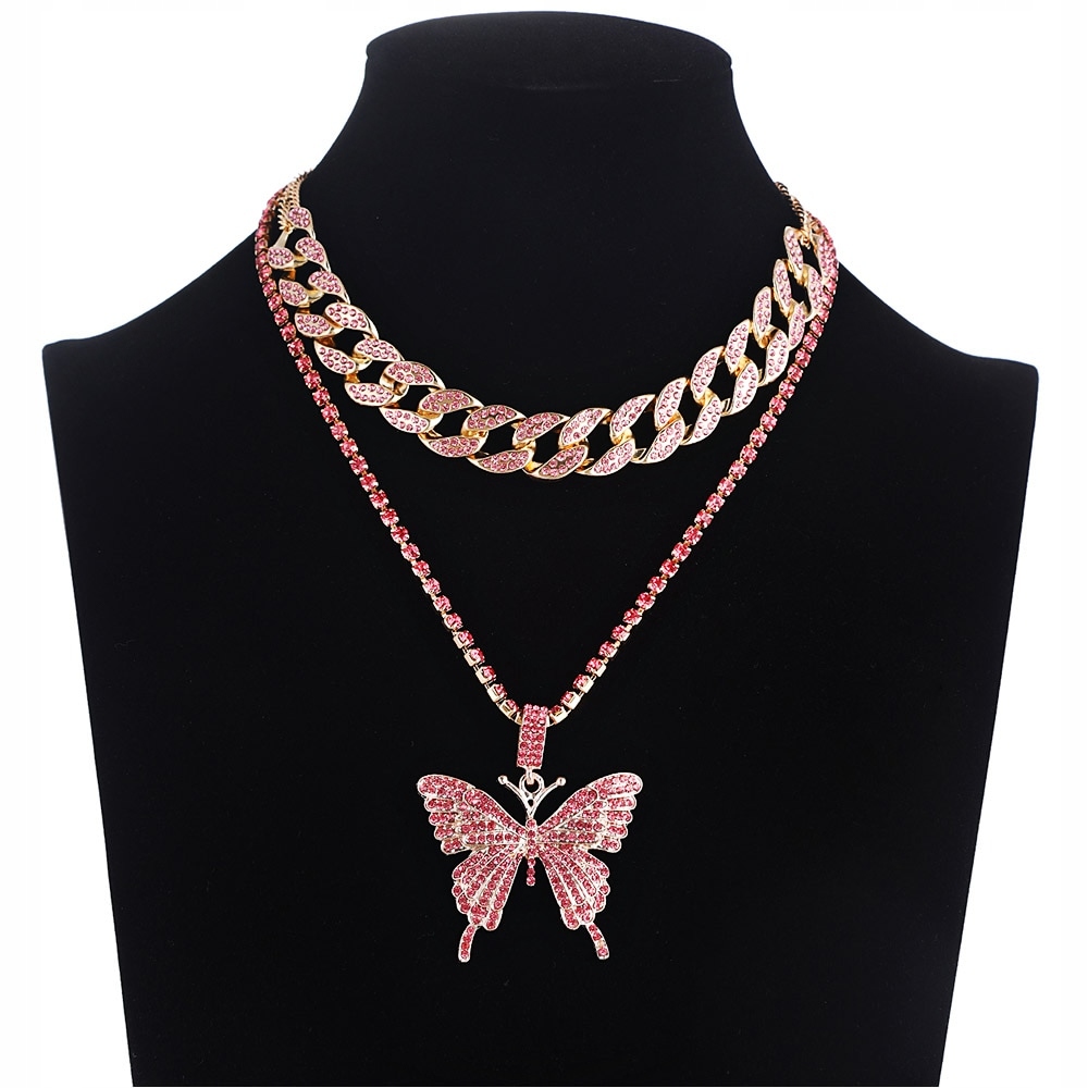 

Naszyjnik Choker Motyl Iced Chain Cyrkonie Zestaw