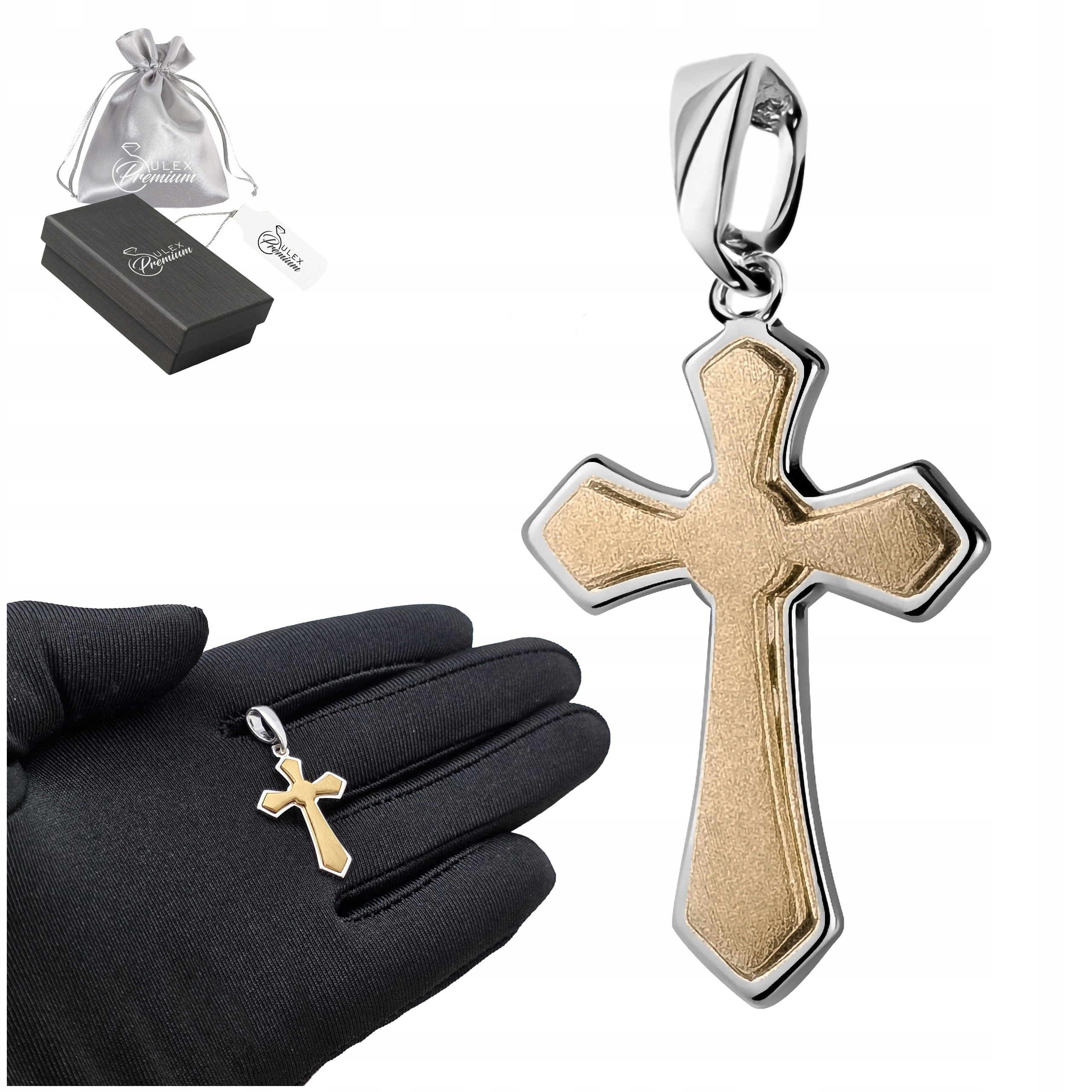 Stříbrný křížek ryzost 925 , Přívěsek pozlacený, pro něj