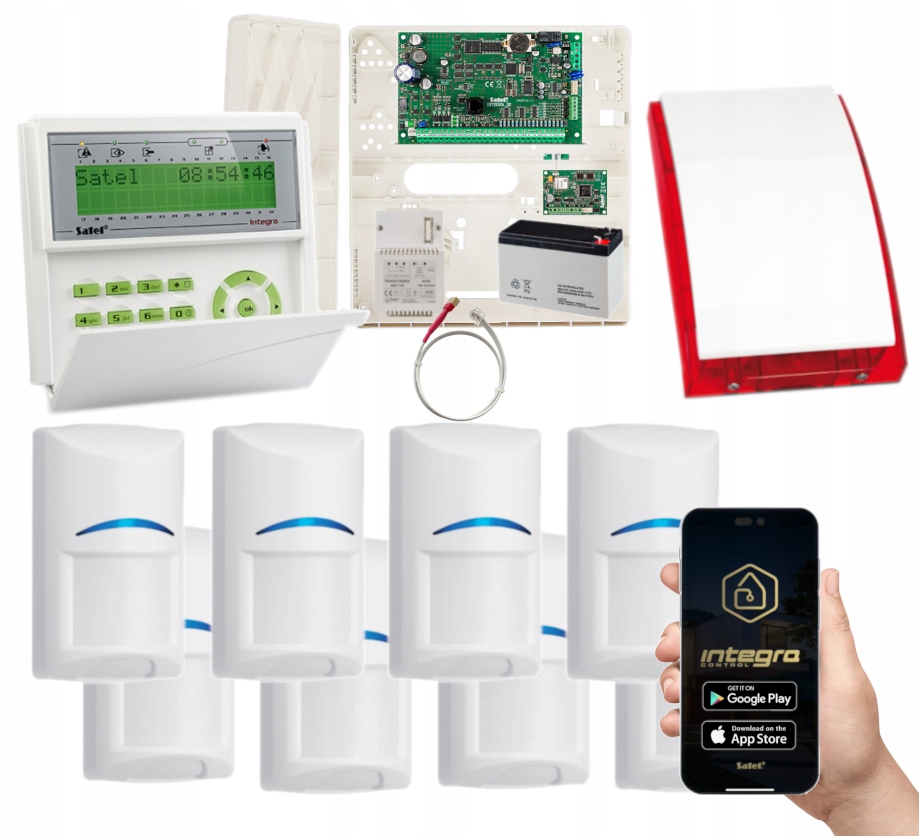 ZESTAW ALARMOWY Z GSM SATEL INTEGRA 32 8 x BOSCH