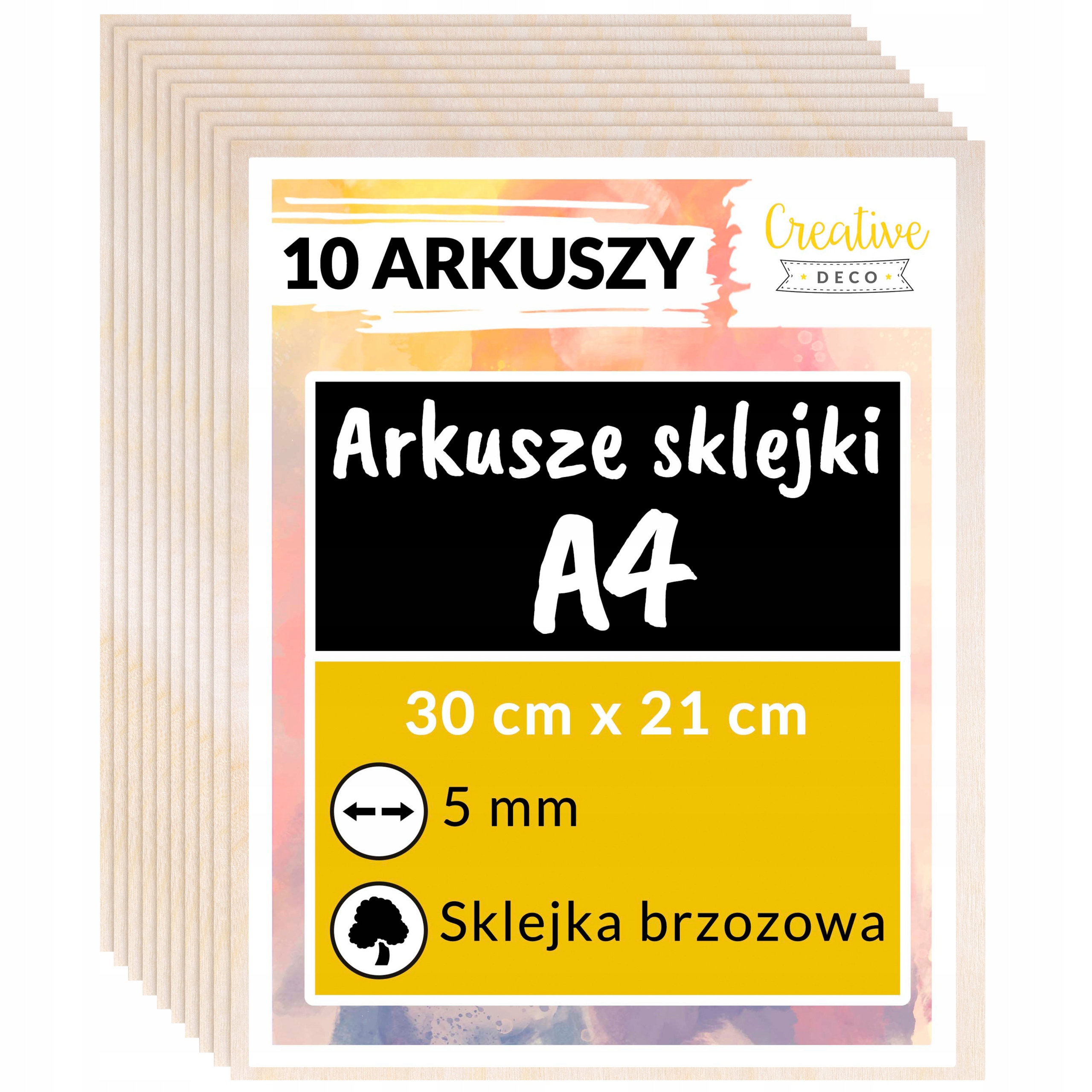 Deska překližka pro laserové řezání gravírování dekorace 5mm A4 x 10 kusů