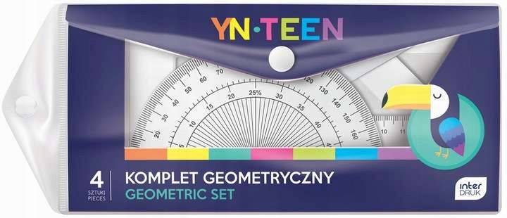 ZESTAW GEOMETRYCZNY LINIJKA EKIERKA KĄTOMIERZ ETUI