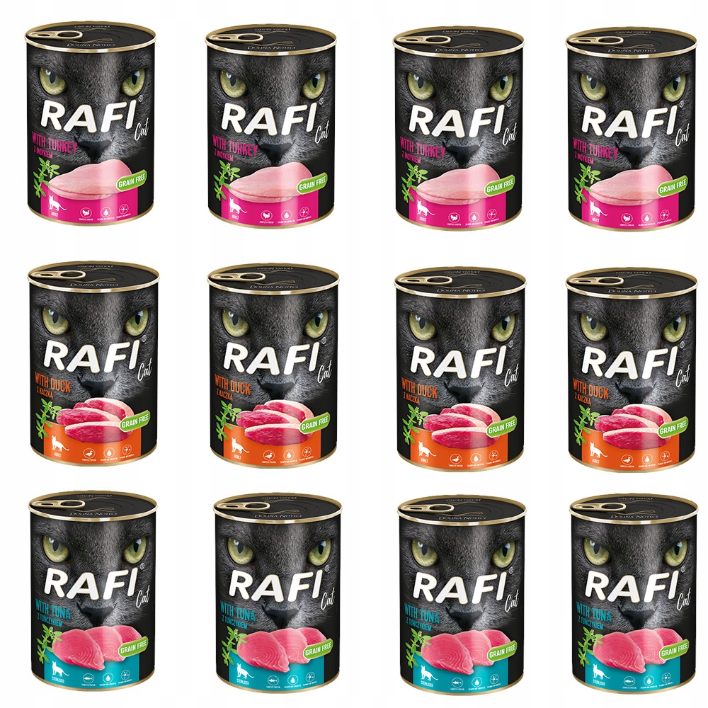 Dolina Noteci Rafi mix chutí Krmivo krmivo pro kočky 400g sada 12 Ks