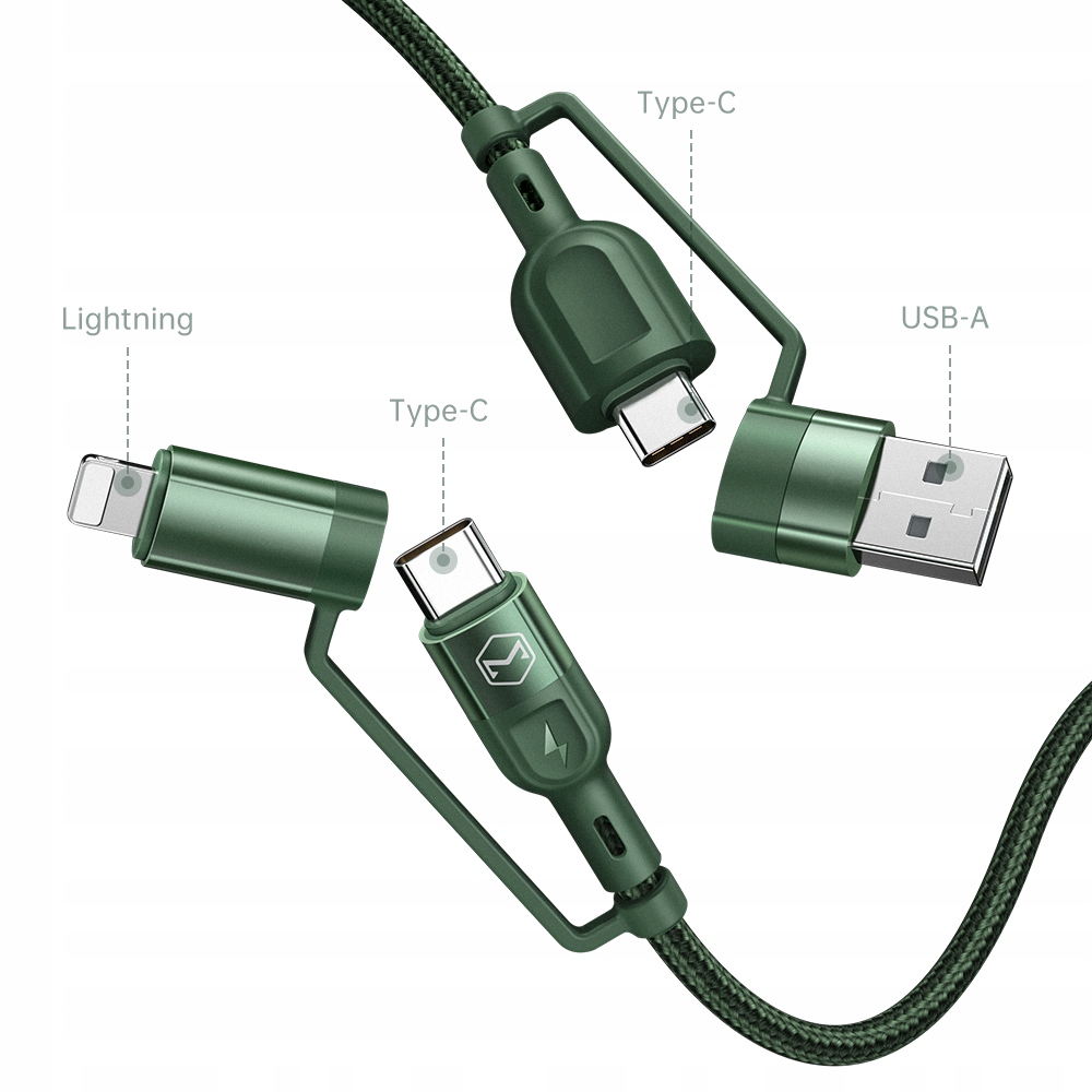 Szybki Kabel USB 4 w 1 type-C Lightning 8 pin QC 3.0 PD 3A 20V 1,2m iPhone EAN (GTIN) 6971278002482