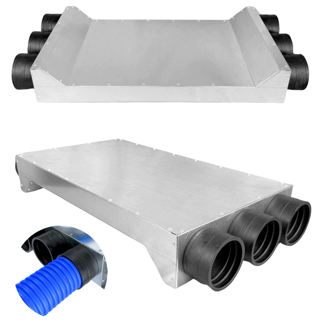 Ventilační miska 3xØ75 mm Pozink se samotěsnícími hrdly