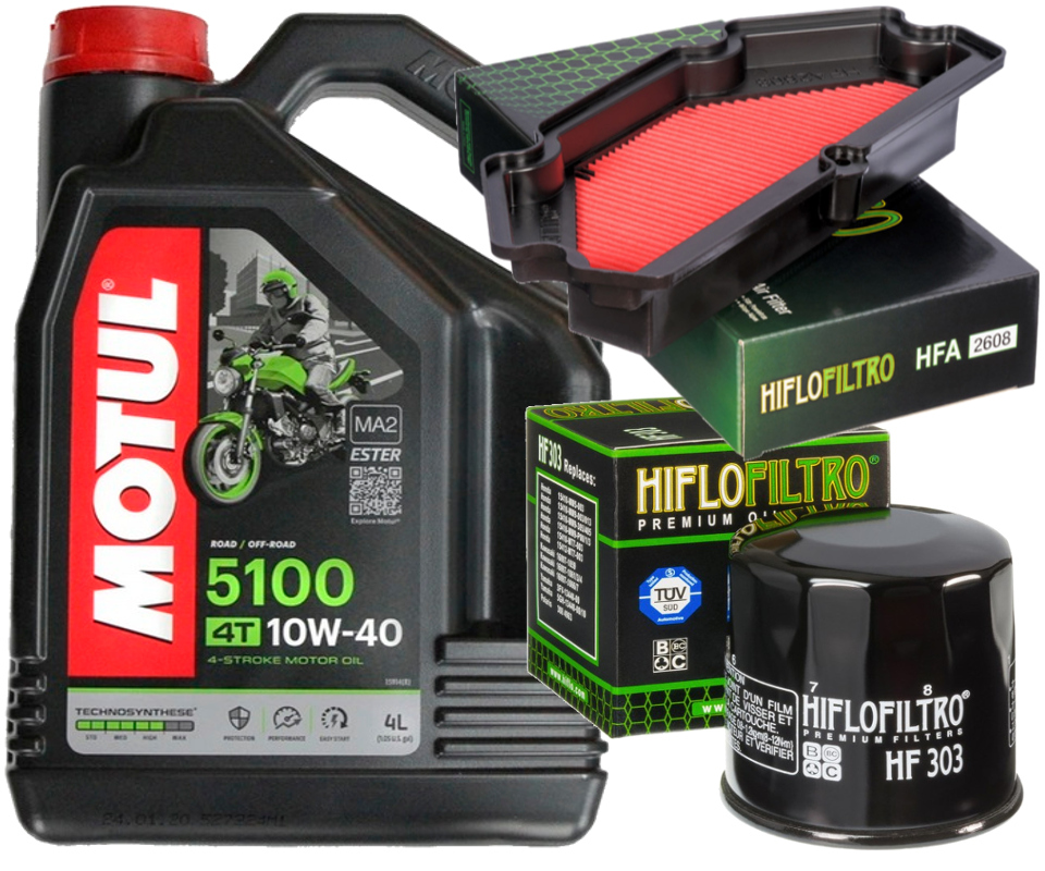 HFA2608 Zestaw Olej Motul 5100 10W40 Filtry Kawasaki ER-6N ER-6F 13-16