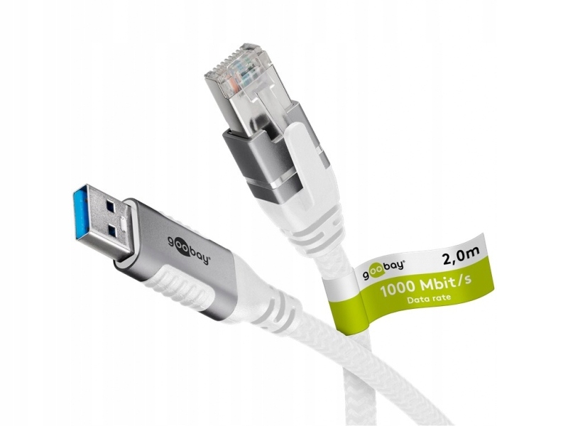 Kabel adapter Ethernet kat.6 FTP USB 3.0 (typ A) do RJ45 (8P8C), 2 m