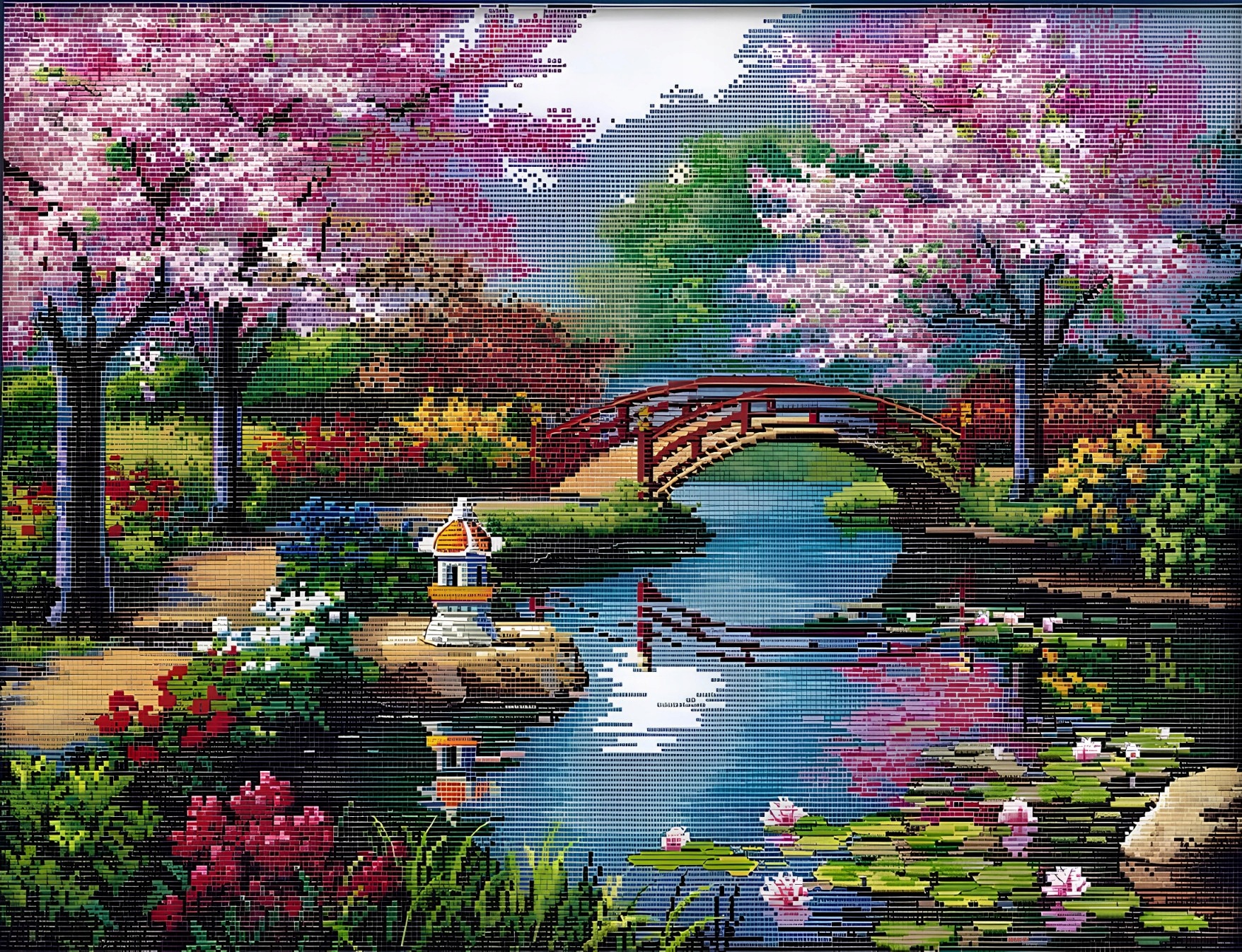 Sada pro křížkovou výšivku Sakura 50x40 cm 14 ct