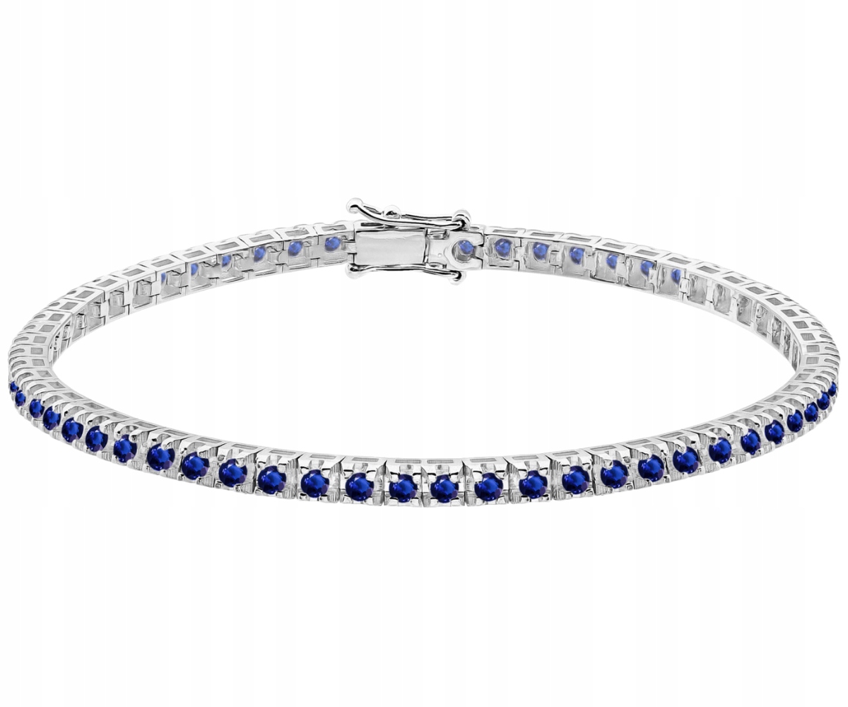 Elegantní náramek z bílého zlata 585 s safíry 3,15 ct Dárek Gravírování