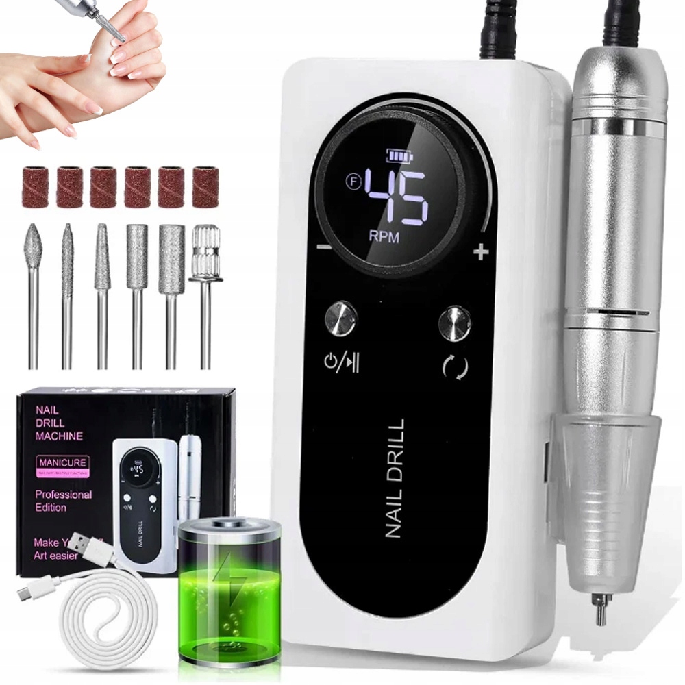 Bruska Na Nehty Bezdrátová S Manikúrou Pedikúra Sada 2000 mAh