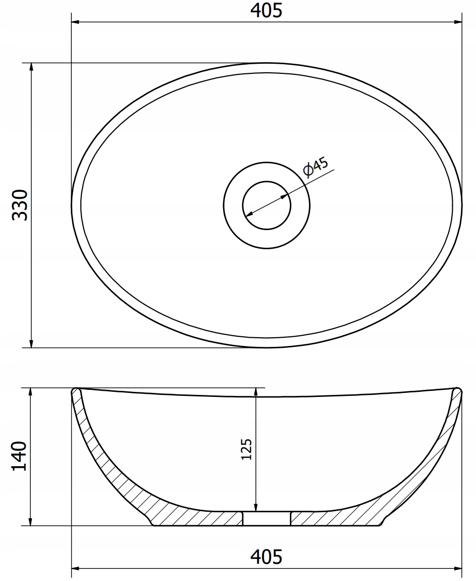 MEXEN ELZA UMYWALKA NABLATOWA 40 x 33 CZARNY MAT Materiał wykonania Ceramika