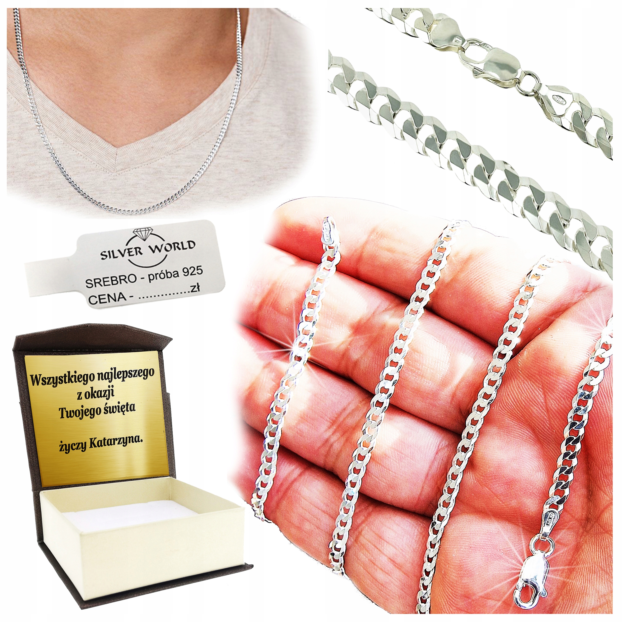 Stříbrný Řetízek Pánský 925 Pancr Elegantní 50 CM Jako Dárek Gravírování