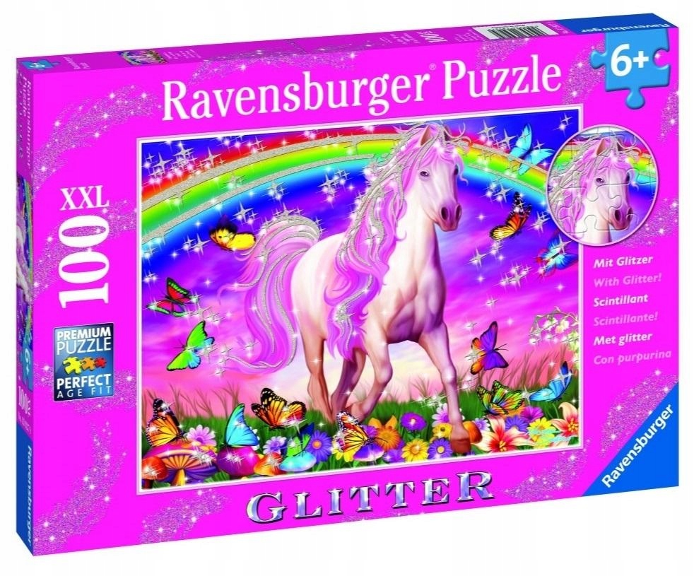 

Puzzle dla dzieci 100 el Jednorożec XXL Brokatowe