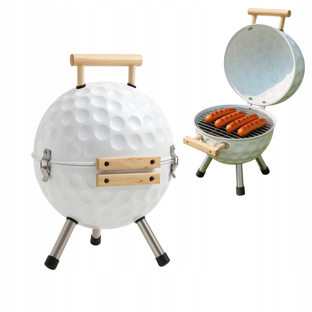 Grill węglowy przenośny BQ006 turysty. z pokrywą piłka golfowa 48x42cm