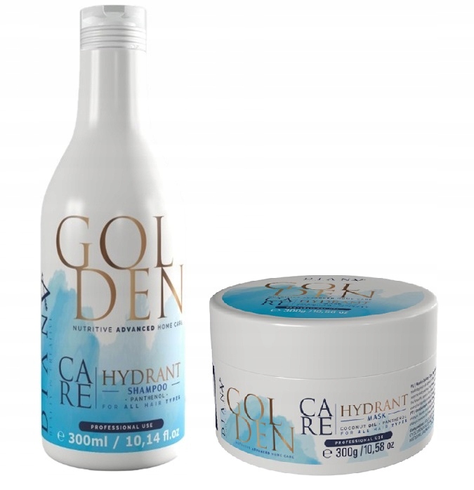 Diana Golden Blue, Zestaw Szampon Maska Nanoplastia, Złote Proteiny 2x300