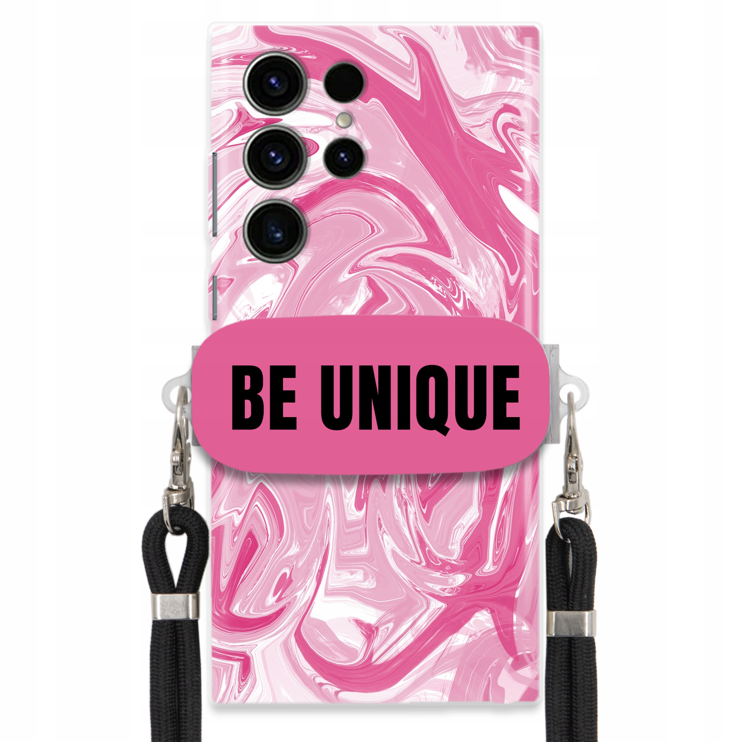 Pouzdro pro Samsung S24 Ultra Case úchytka na šňůrku Černá Růžová Mramorová Unique