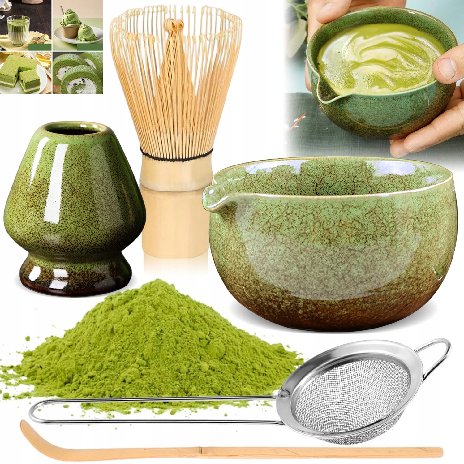 Levně Sada Na Matchu S Metlou Na Matchu – Dárek Pro Milovníky Čaje 5ks